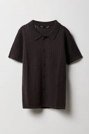 Haut boutonné en tricot ajouré pour garçon