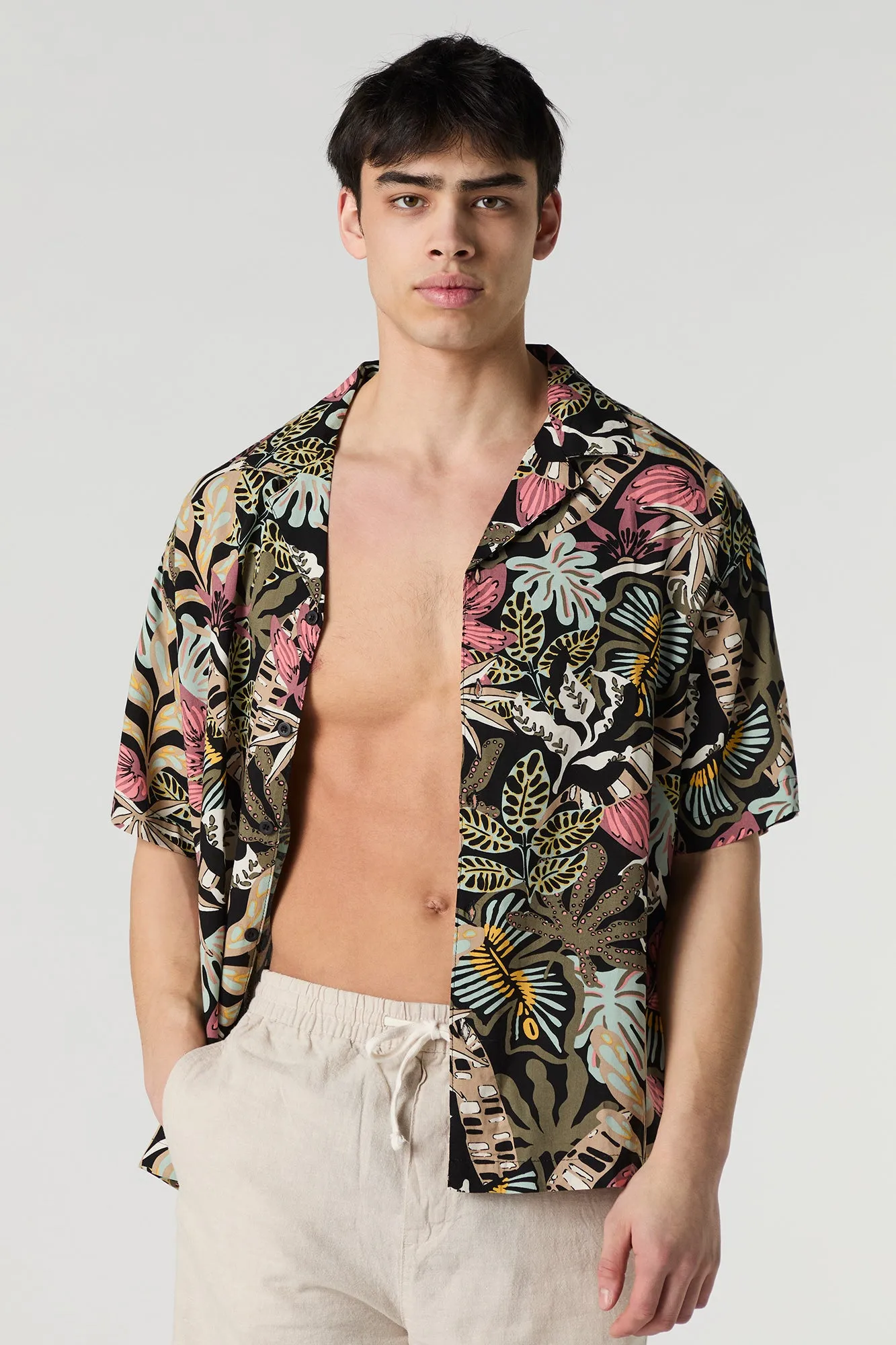 Haut boutonné à imprimé Summer Vibes