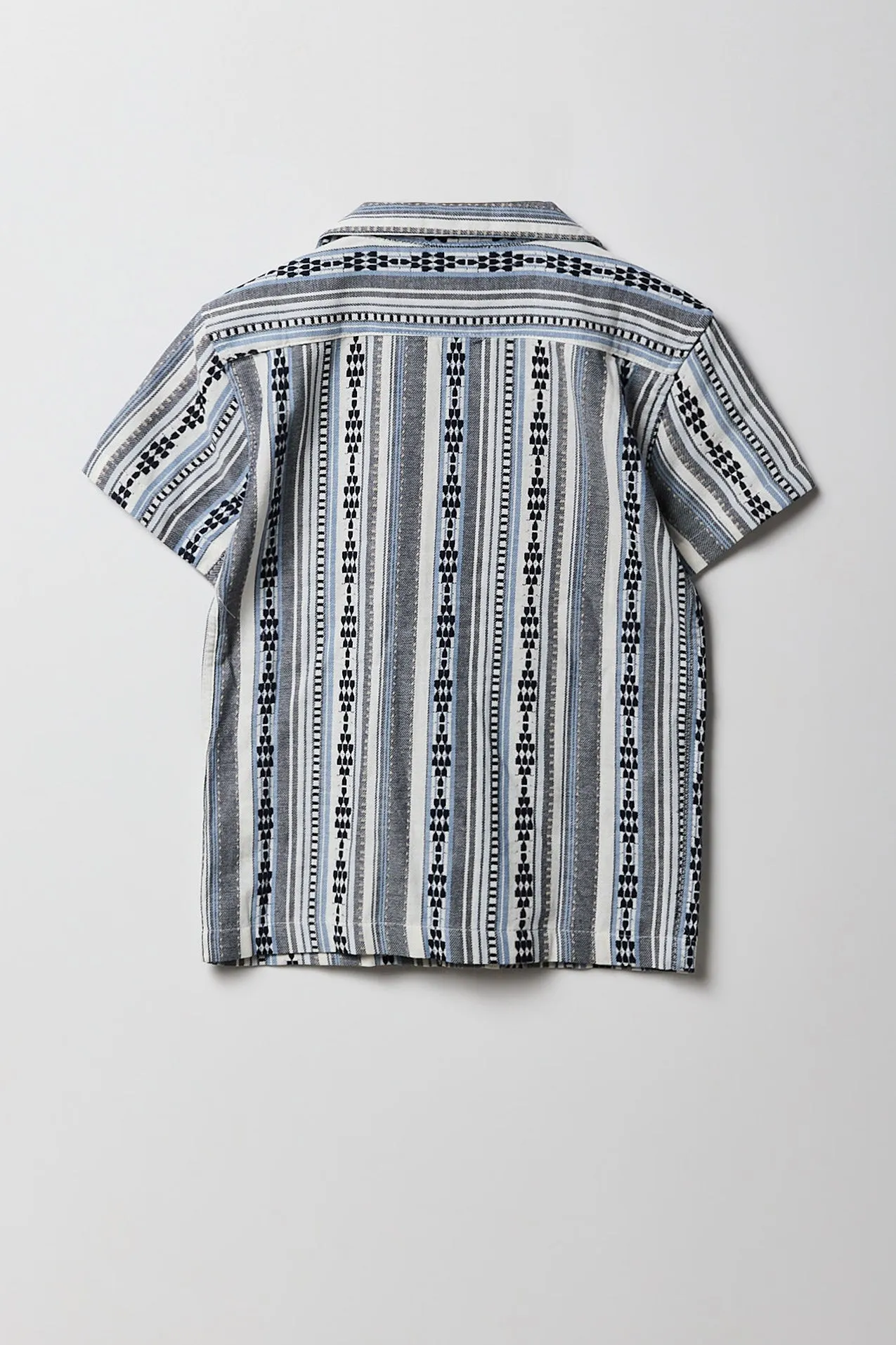 Haut boutonné texturé en tricot de jacquard rayé pour garçon