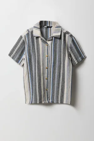 Haut boutonné texturé rayé pour garçon