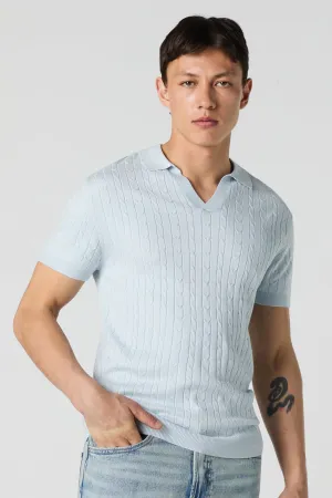 Haut en tricot torsadé avec col et encolure en V