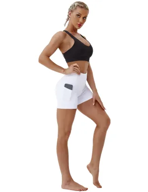High Waist Side Pockets Running Shorts white_Running