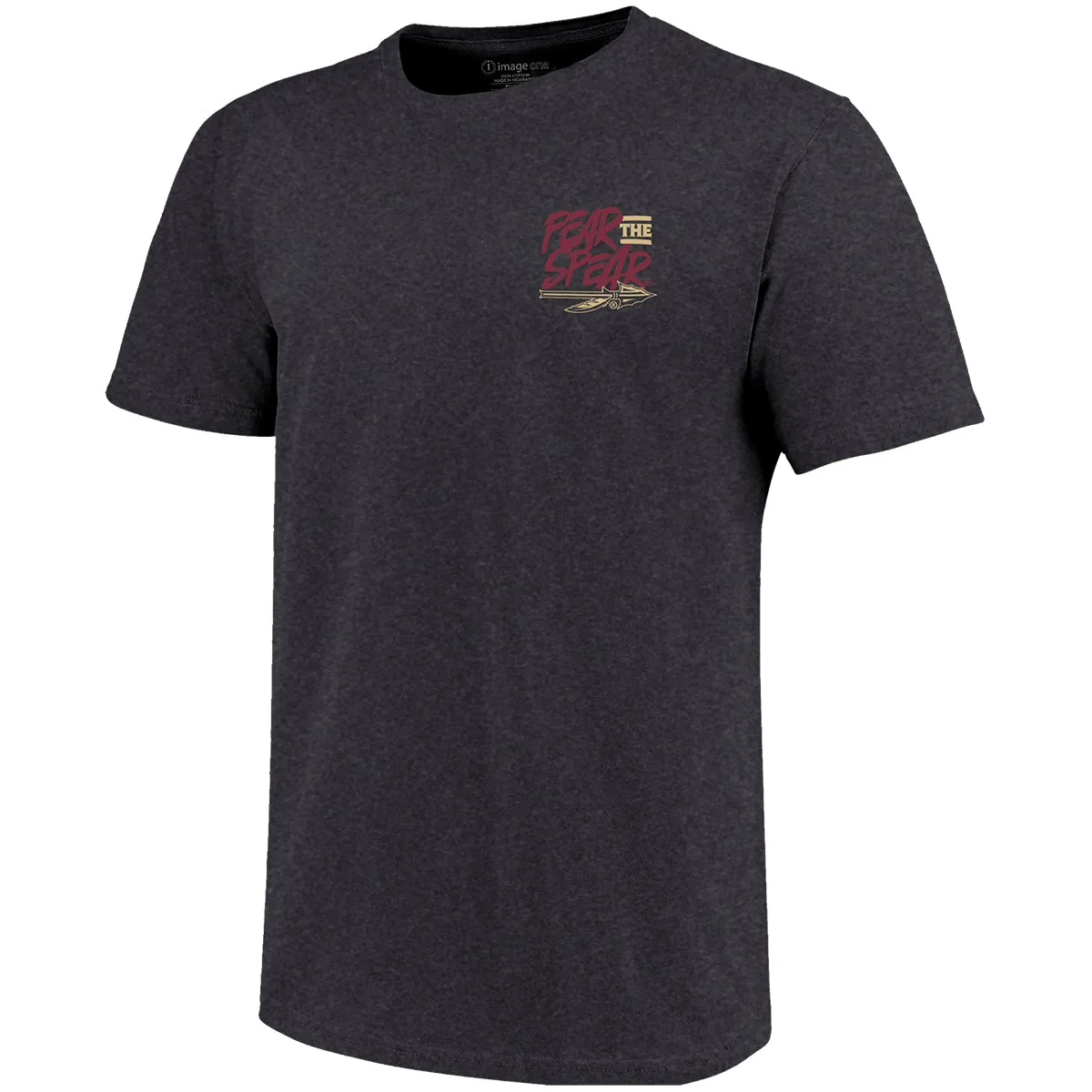 Image One Men's Bobby Bowden Fear the Spear Design Soft Washed Short Sleeve T-shirt - Charcoal