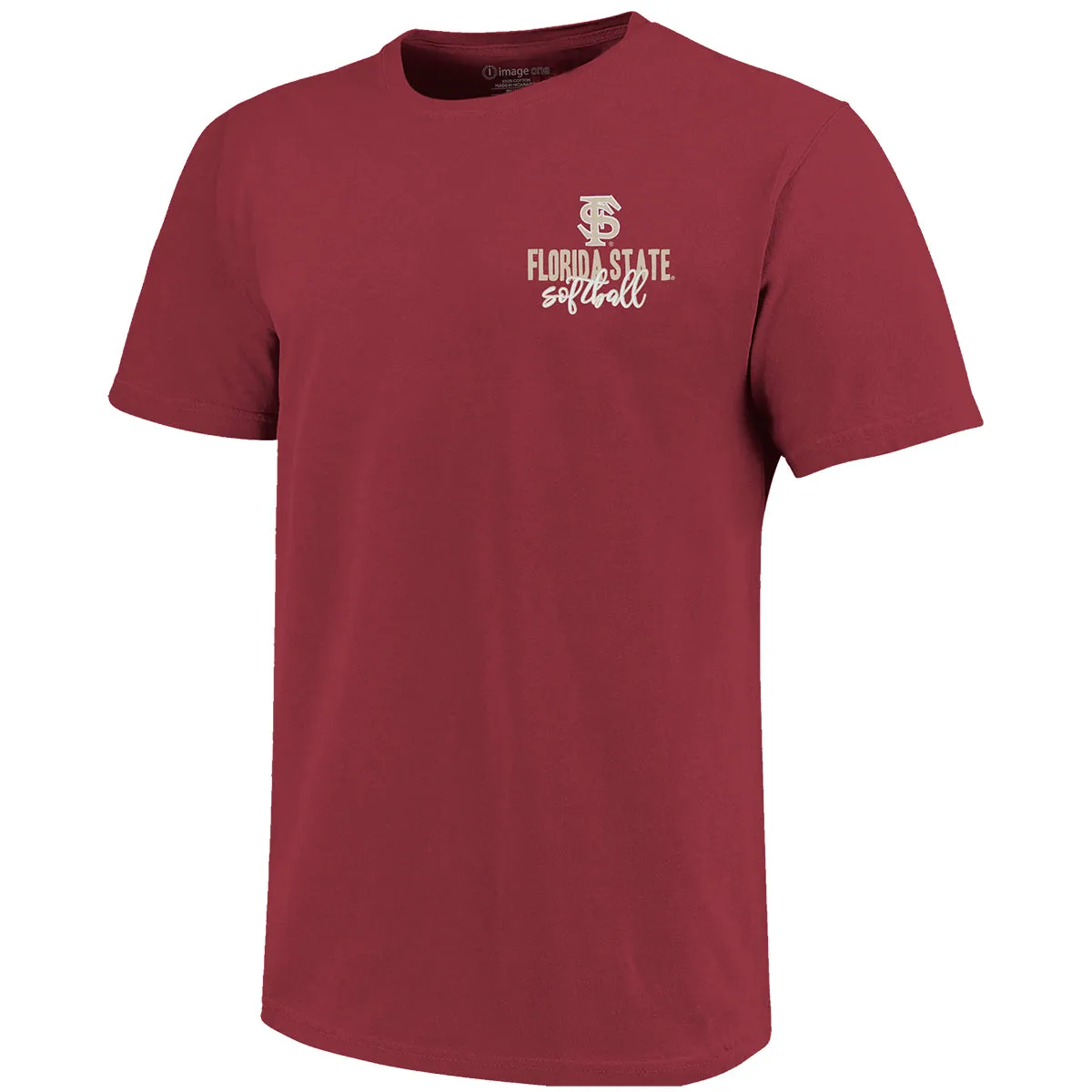 Image One Men's/Unisex Interlocking FS/Florida State Softball Design Short Sleeve T-shirt - Garnet
