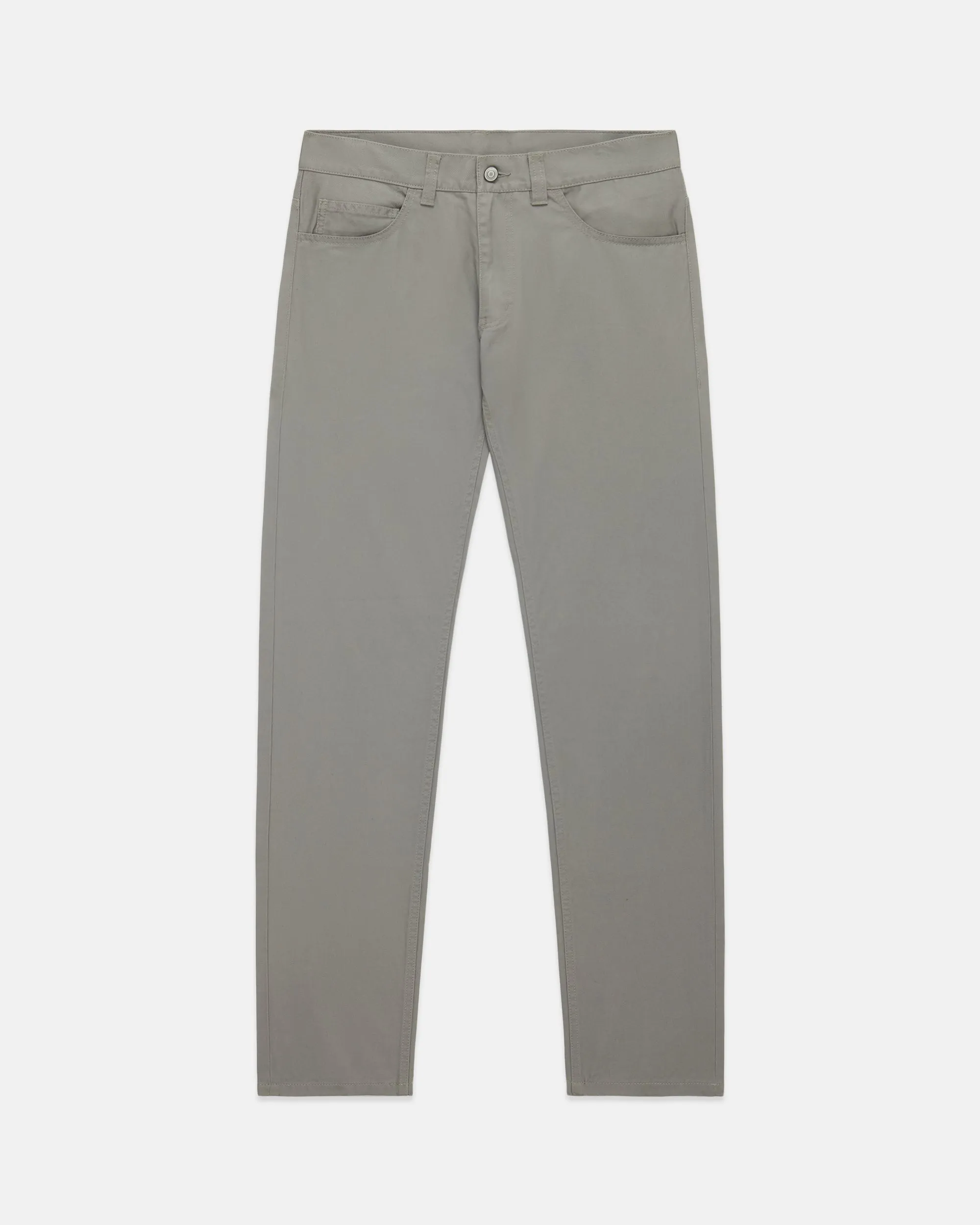 LIGHT GREY 5-POCKET TWILL PANTS - TRIM FIT