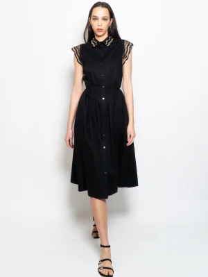 Long Dress with Black/Beige Lace Edge