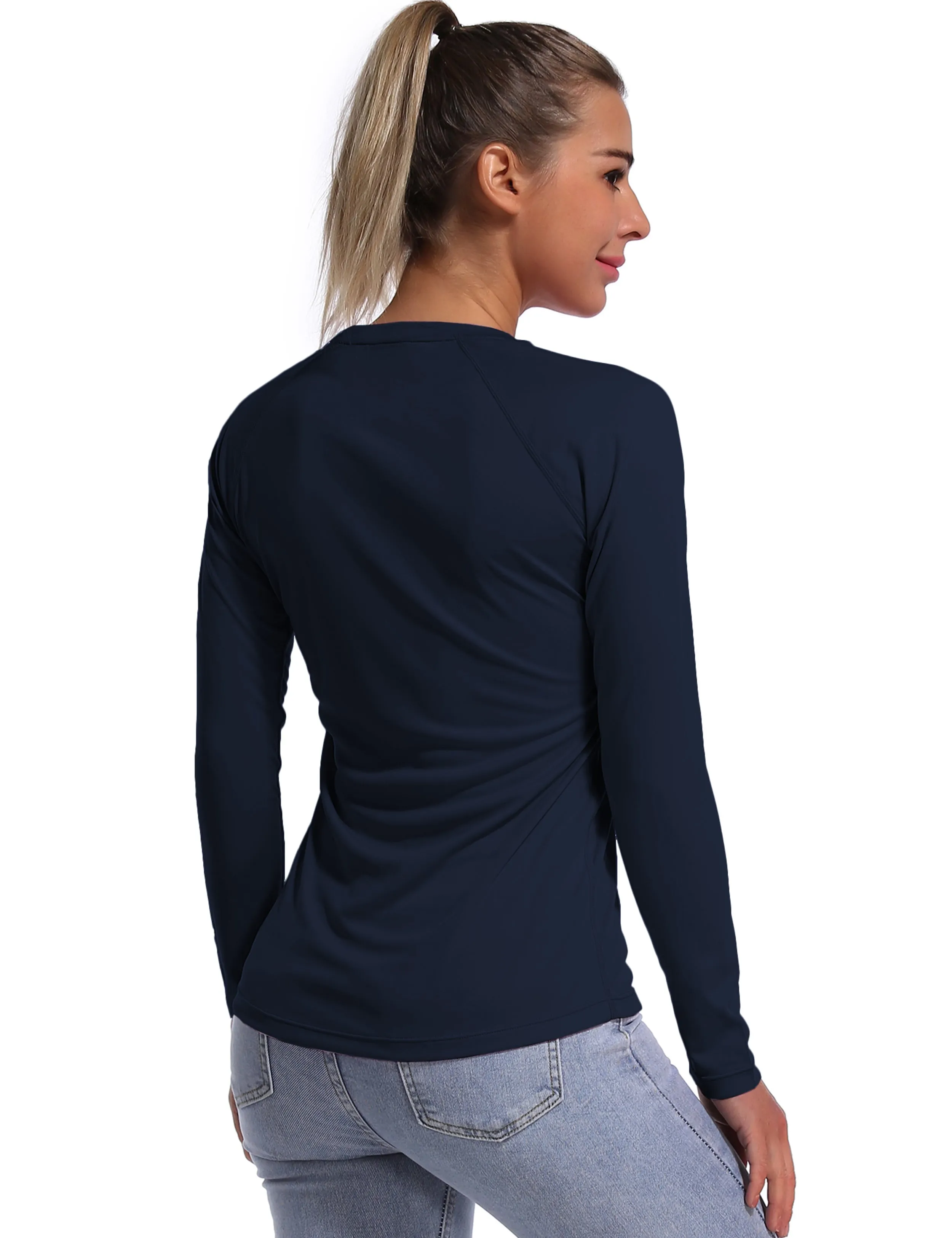 Long Sleeve Athletic Shirts darknavy_yoga