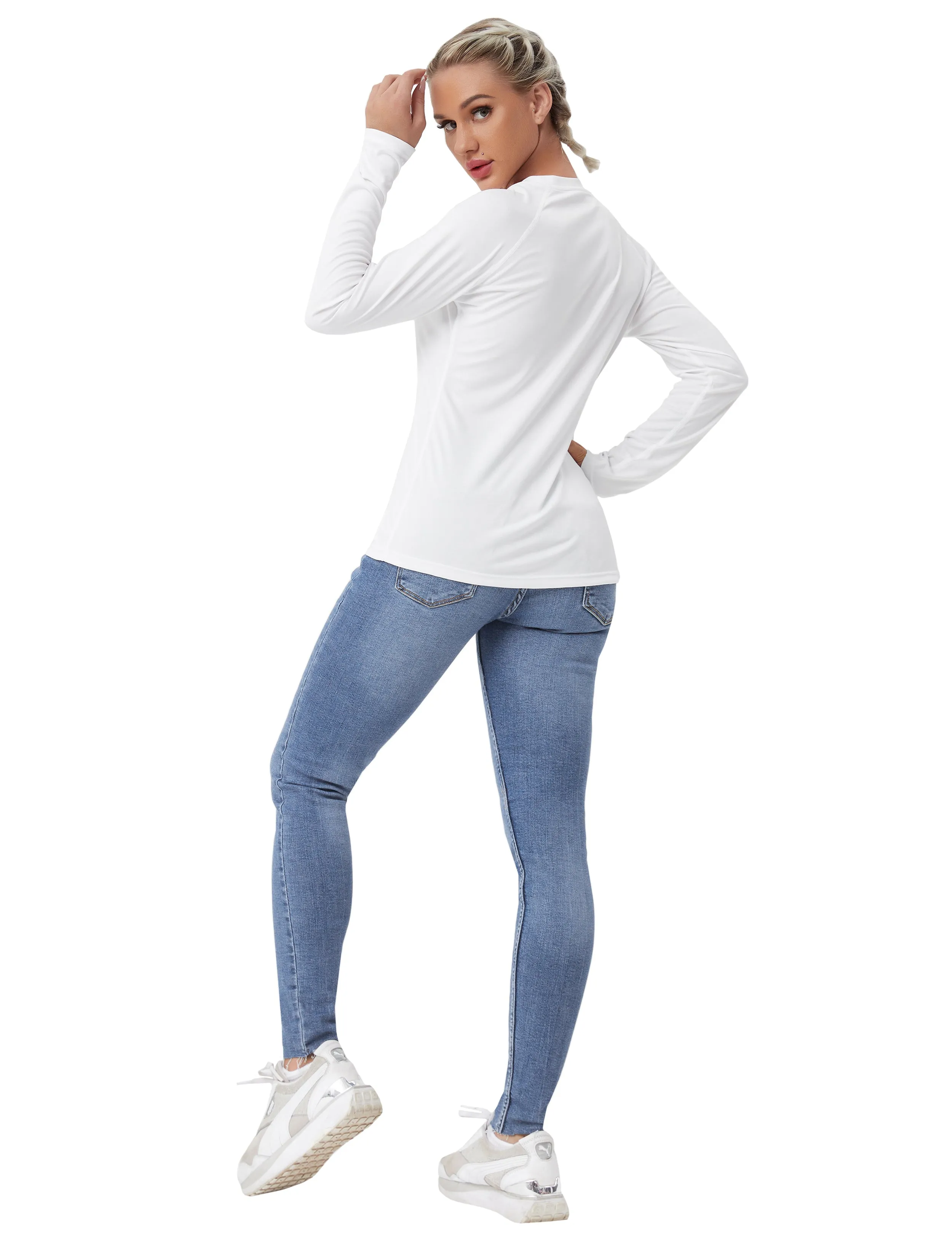 Long Sleeve Athletic Shirts white_Gym
