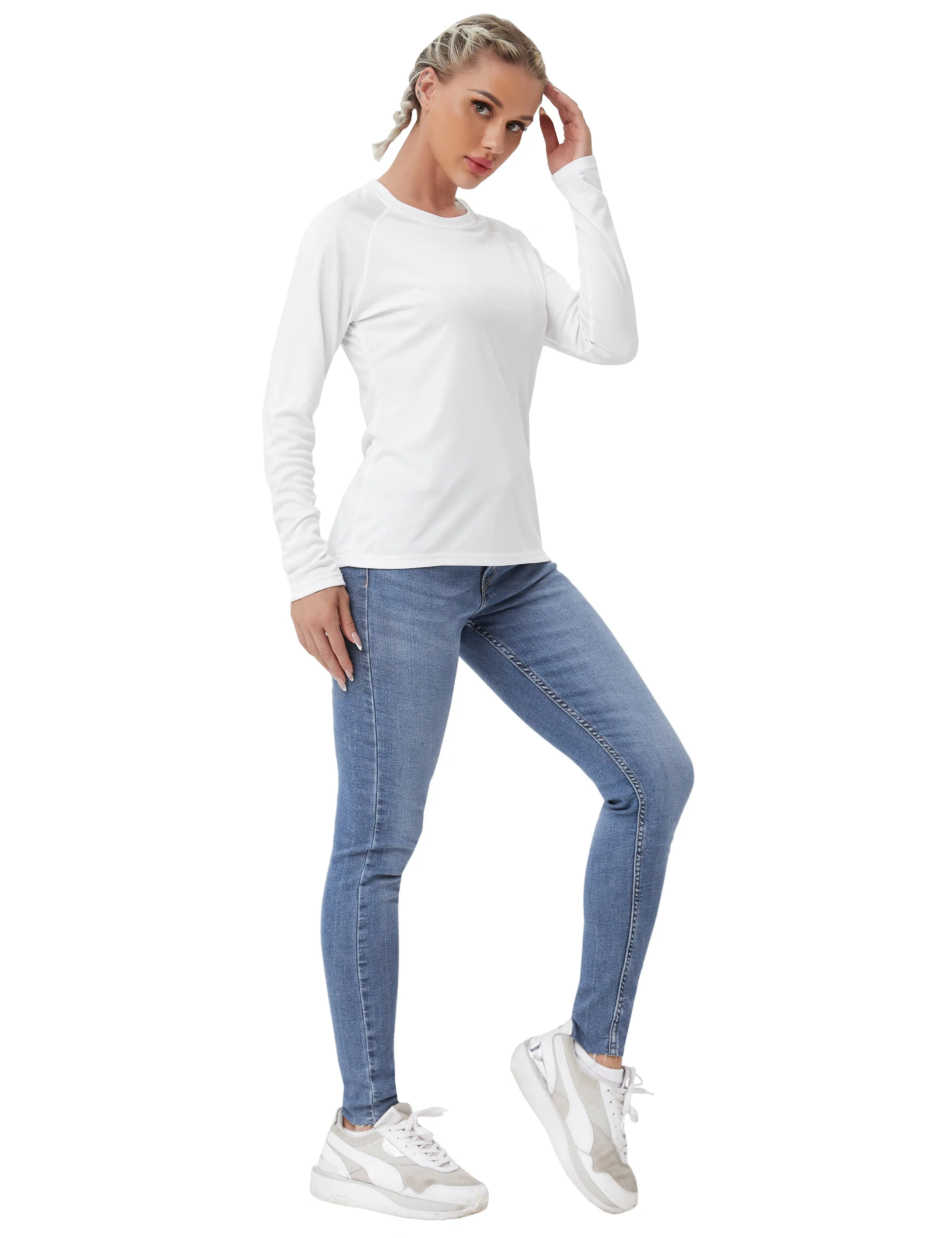 Long Sleeve Athletic Shirts white_Gym
