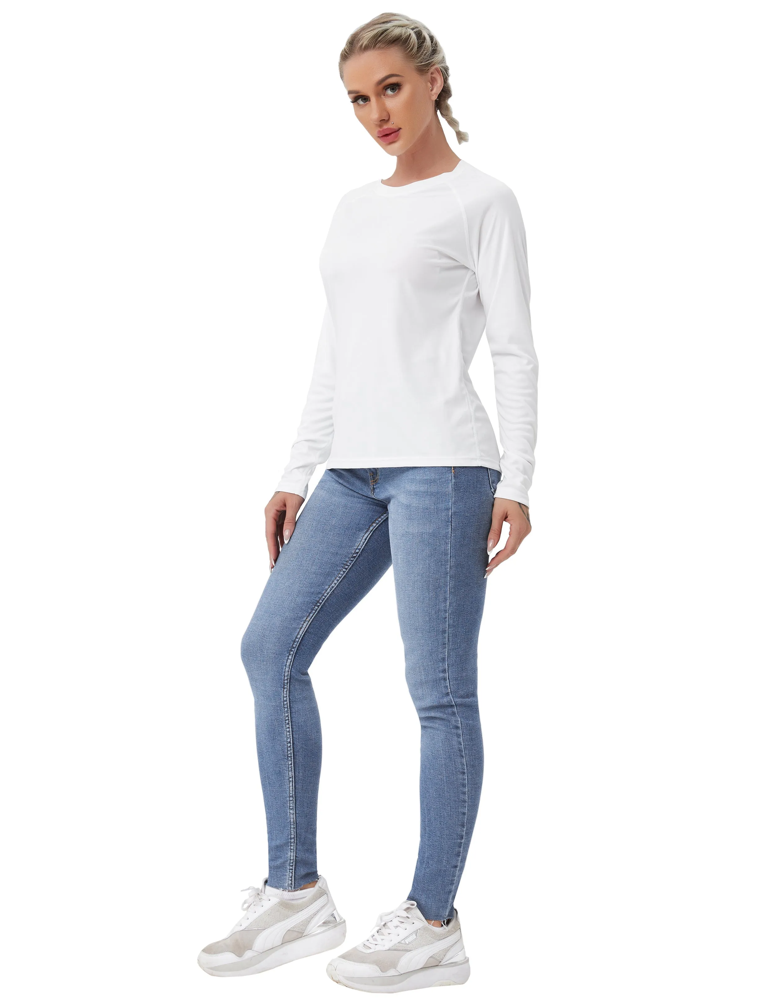 Long Sleeve Athletic Shirts white_Gym