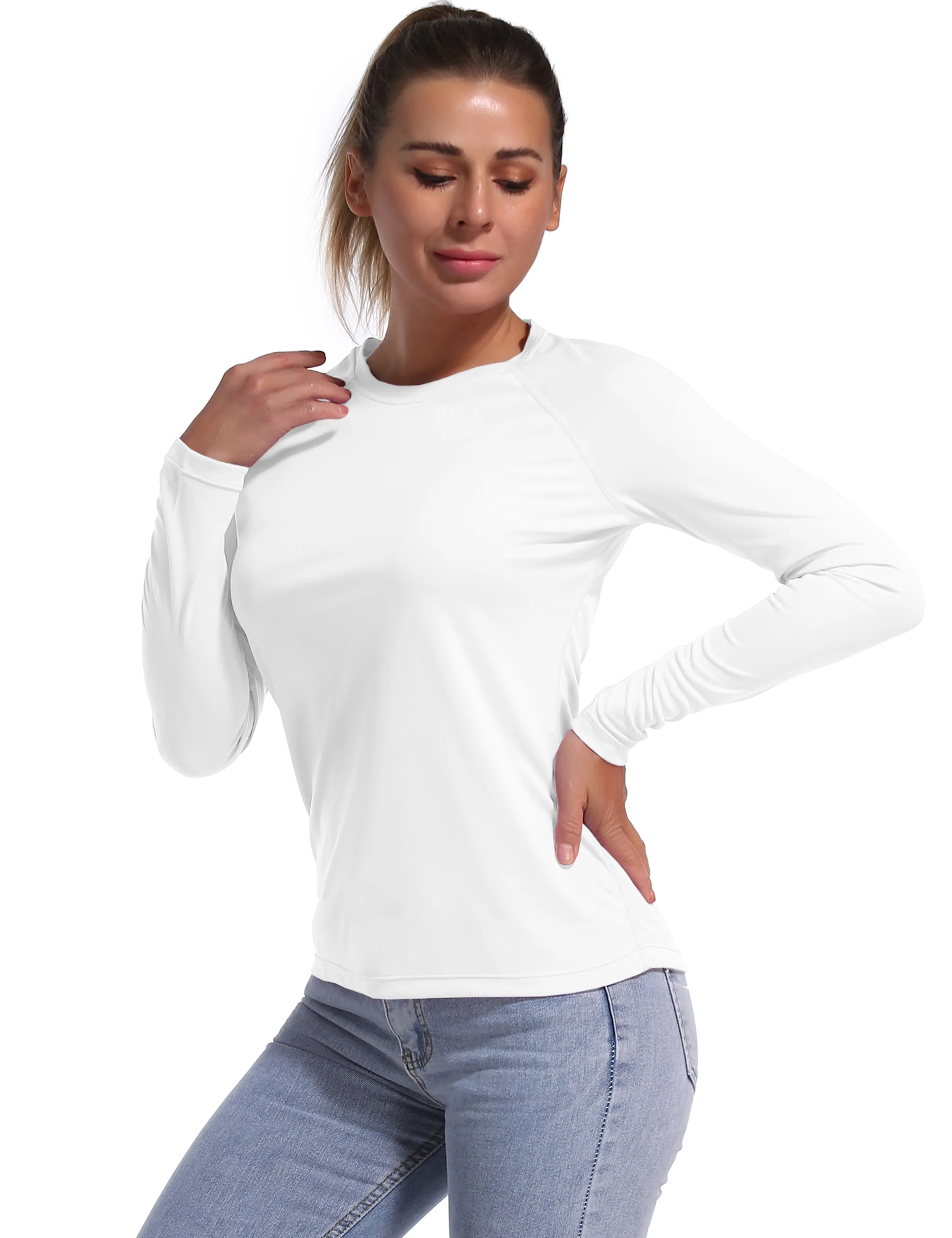 Long Sleeve Athletic Shirts white_Gym