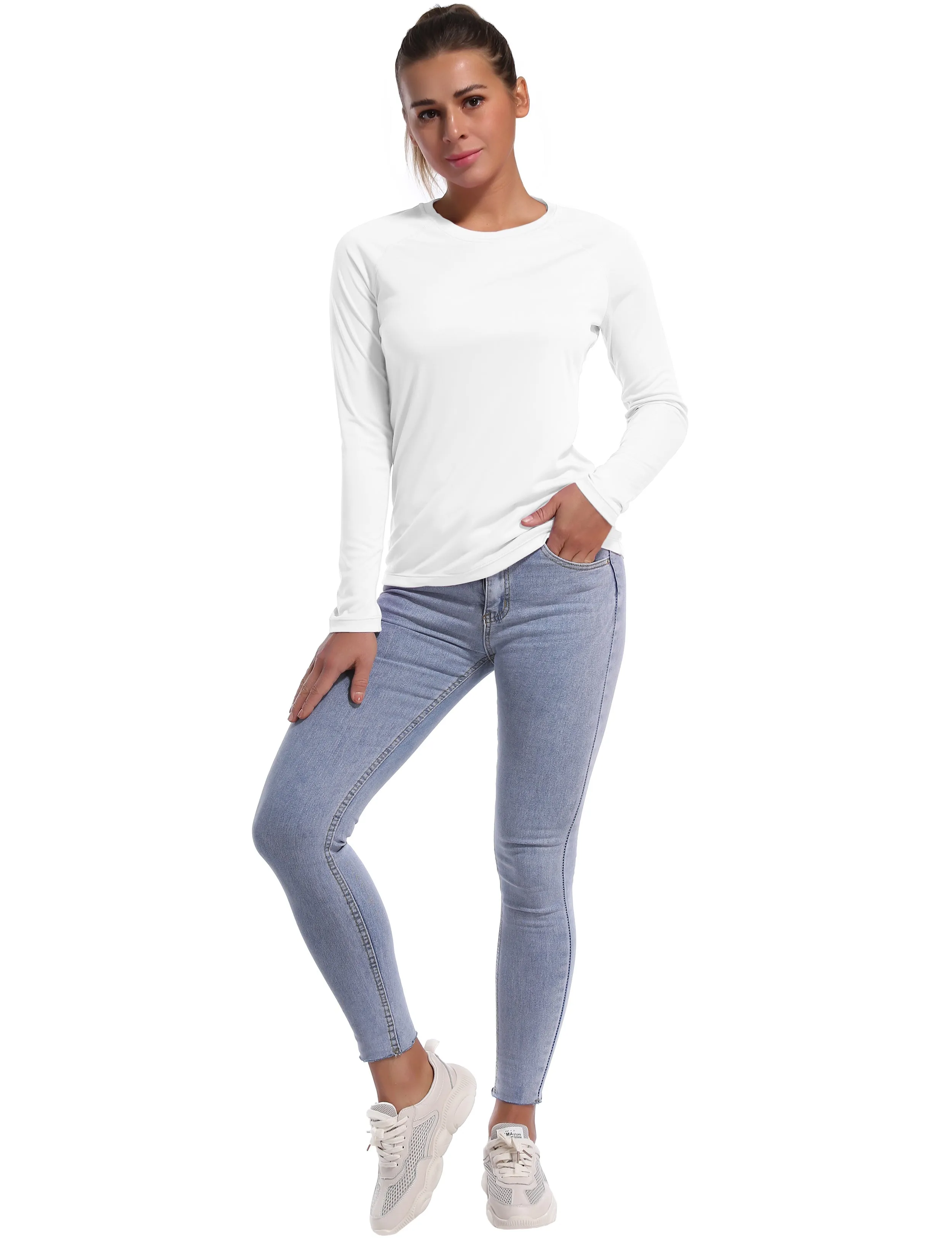 Long Sleeve Athletic Shirts white_Gym