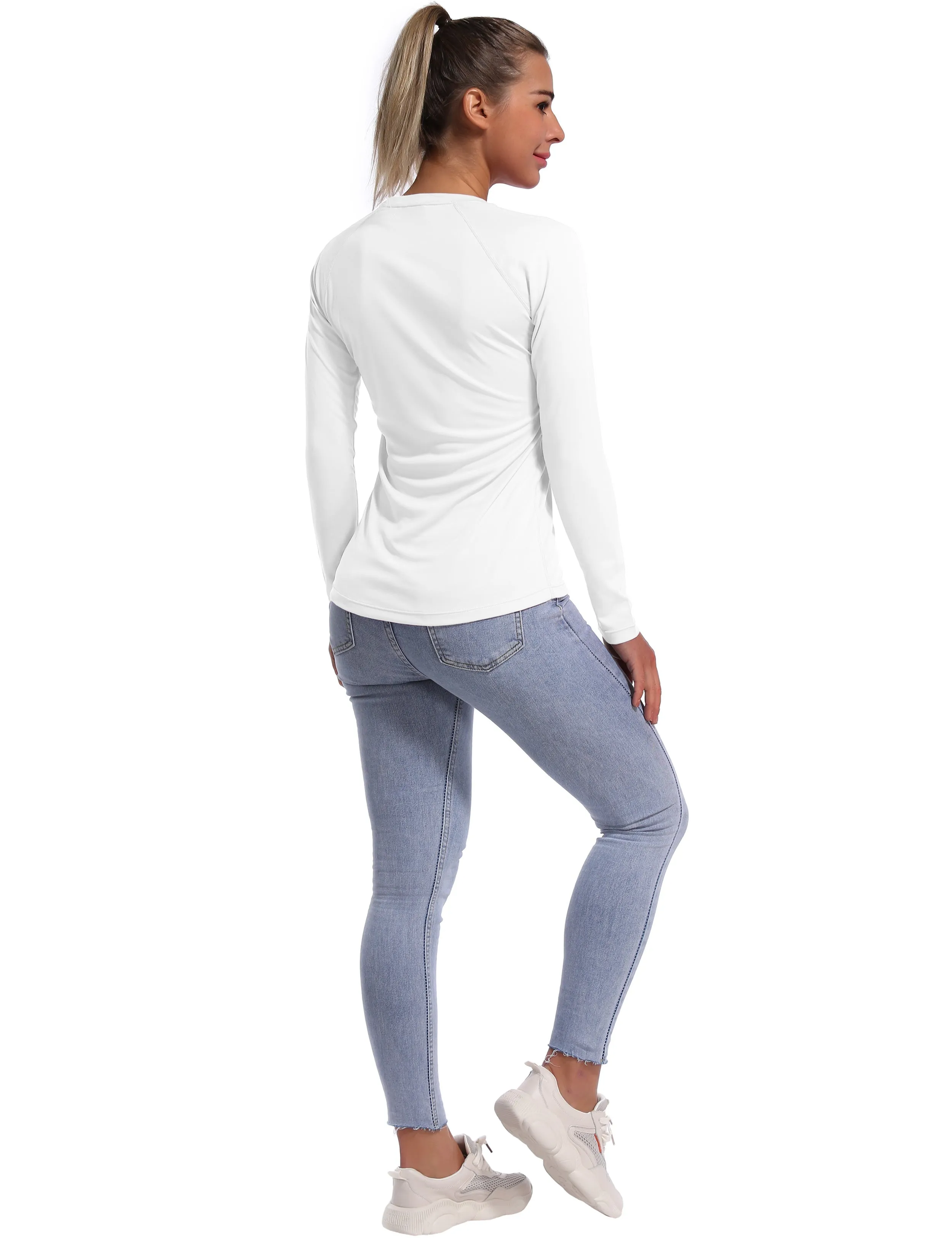 Long Sleeve Athletic Shirts white_Running