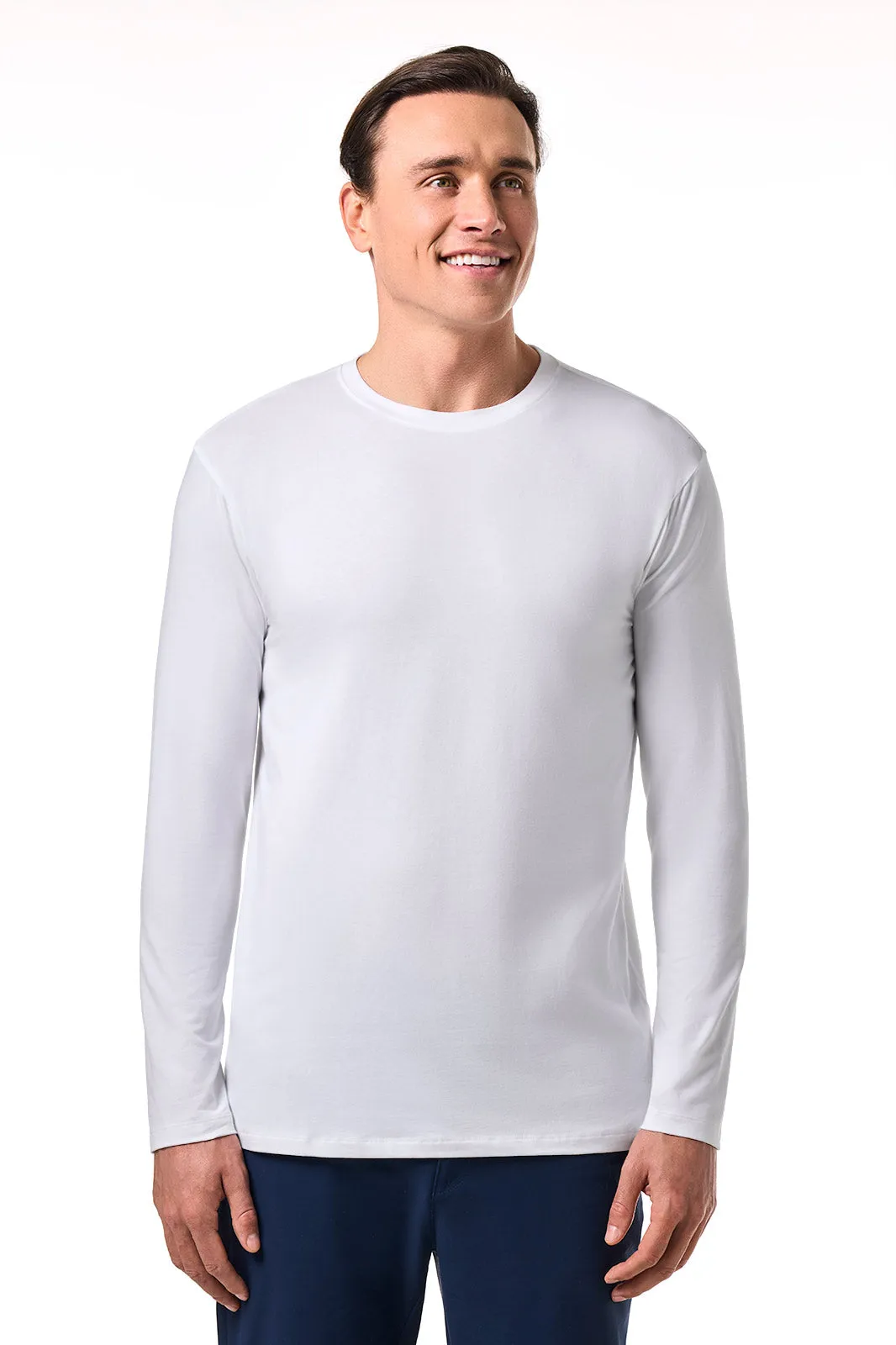 Long Sleeve Casual T-Shirt  Designed with UPF50  Sun Protection - Men's Morada | White