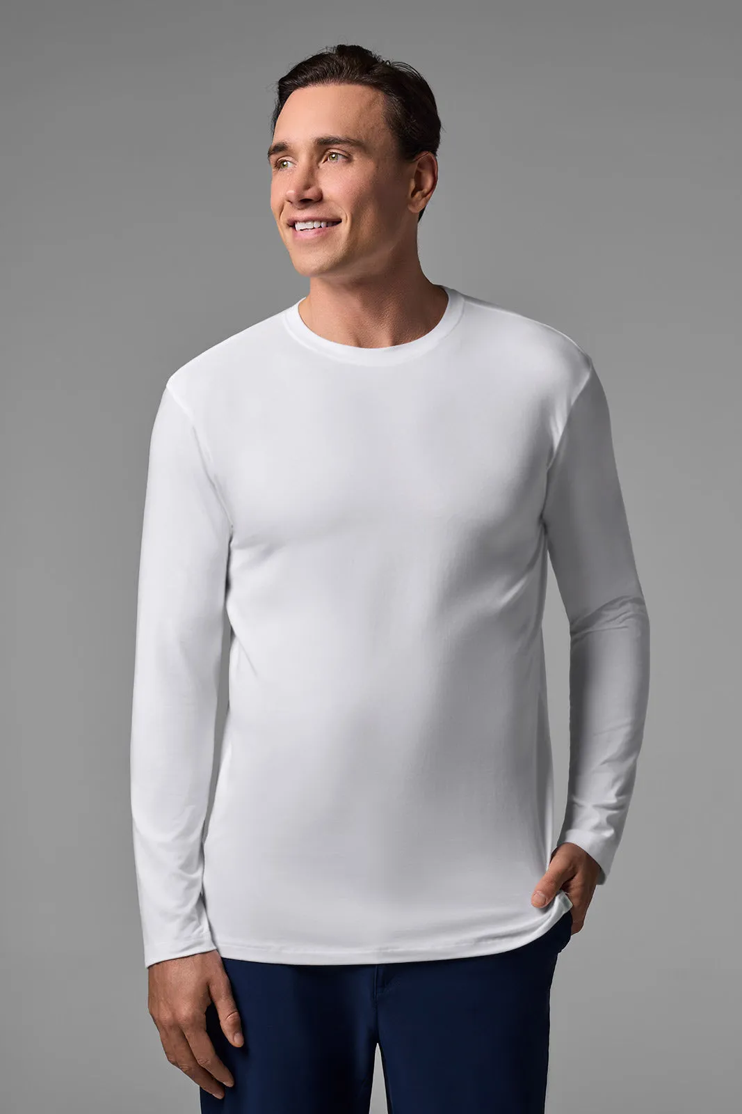 Long Sleeve Casual T-Shirt  Designed with UPF50  Sun Protection - Men's Morada | White