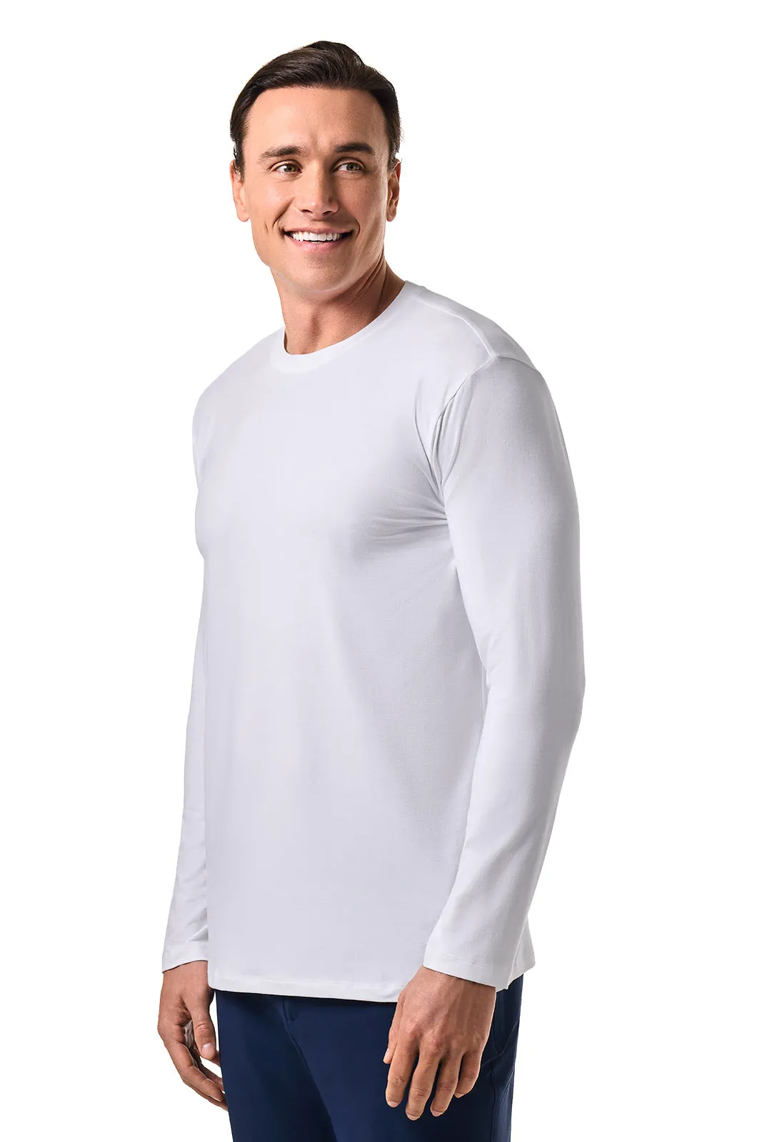 Long Sleeve Casual T-Shirt  Designed with UPF50  Sun Protection - Men's Morada | White