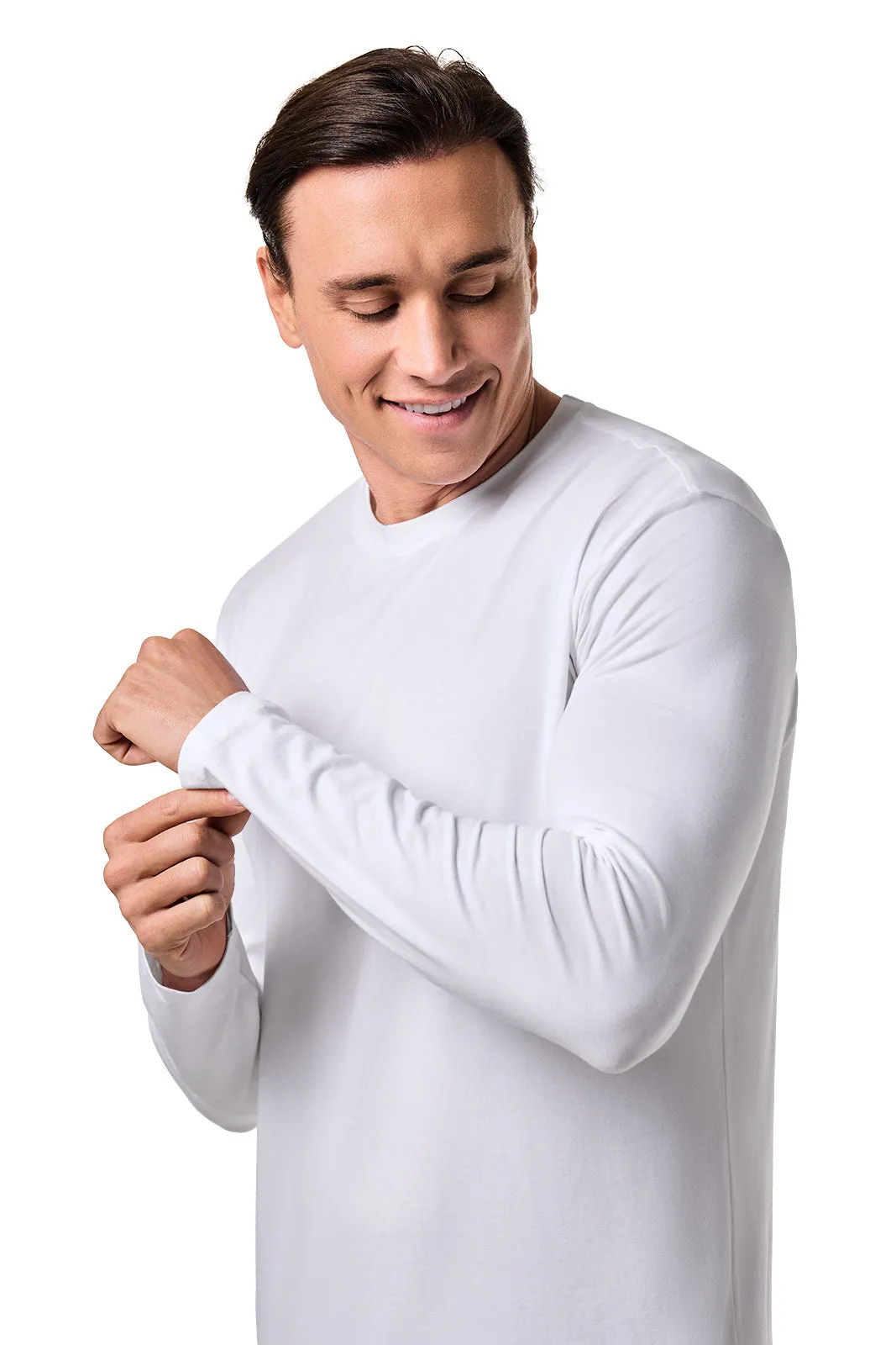 Long Sleeve Casual T-Shirt  Designed with UPF50  Sun Protection - Men's Morada | White