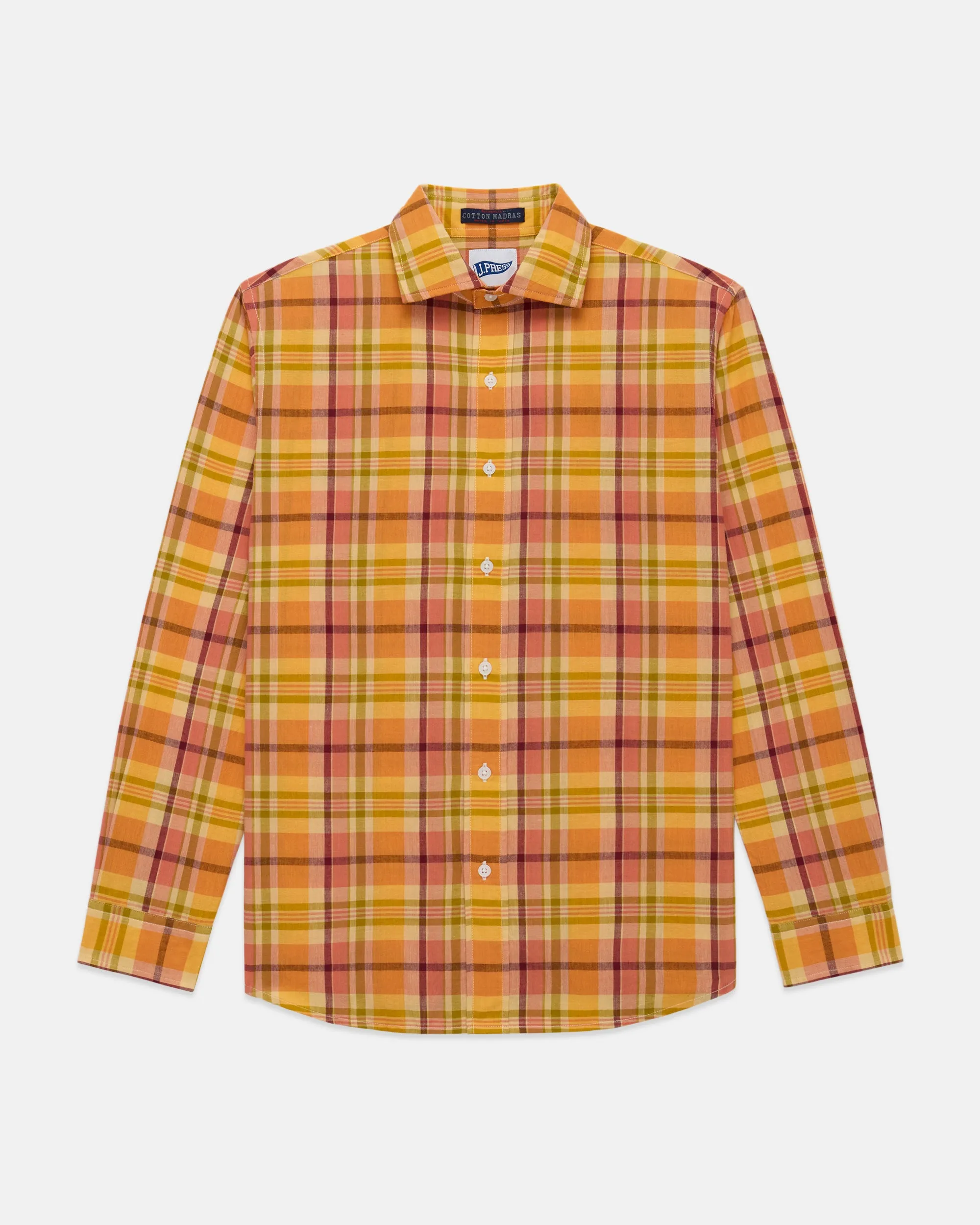 MADRAS SPREAD COLLAR SHIRT - ORANGE