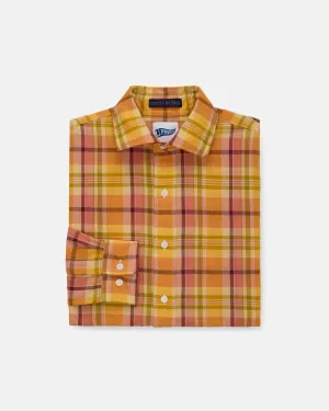 MADRAS SPREAD COLLAR SHIRT - ORANGE