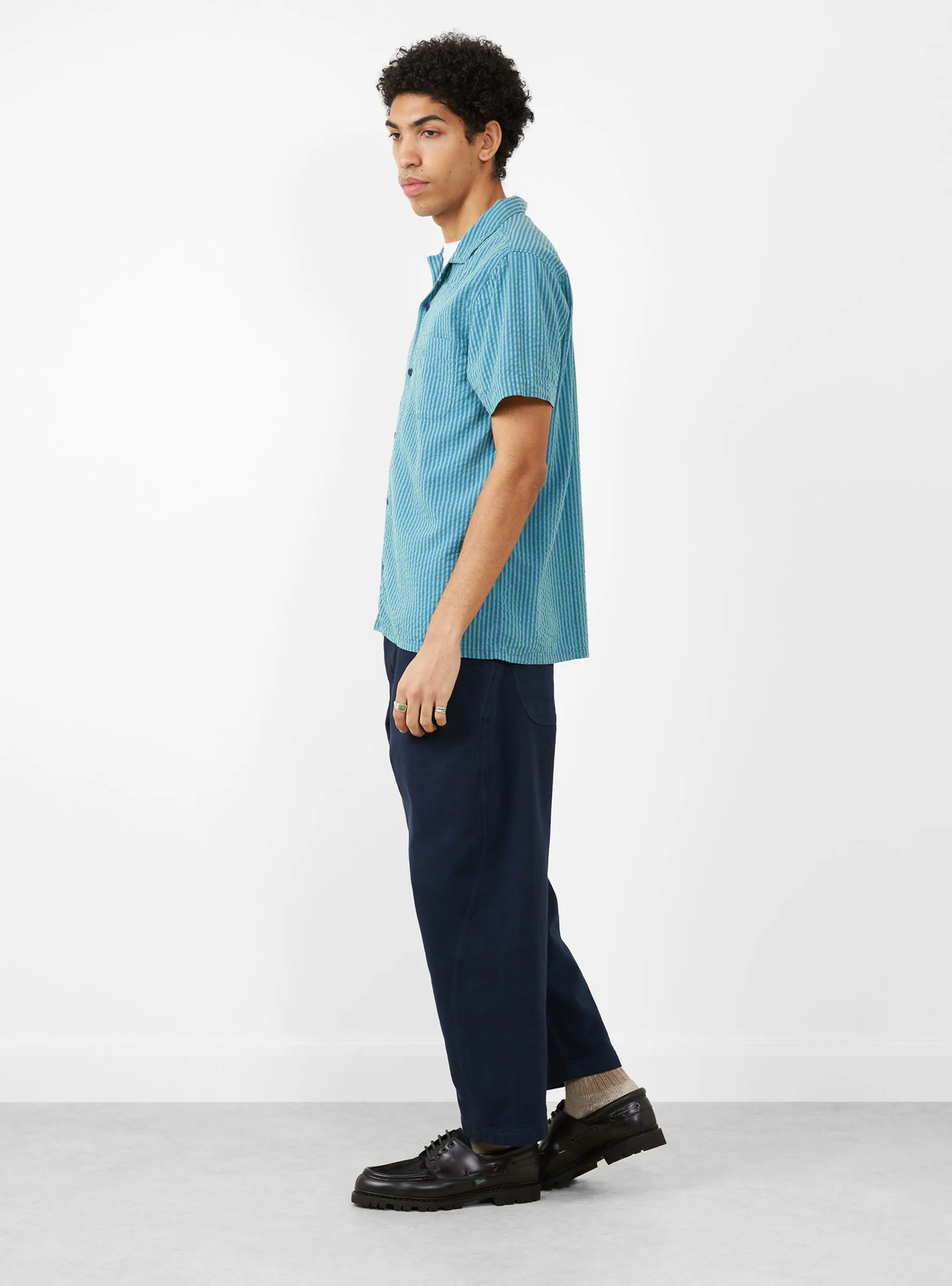 Malick Shirt Lyocell Blue/Green