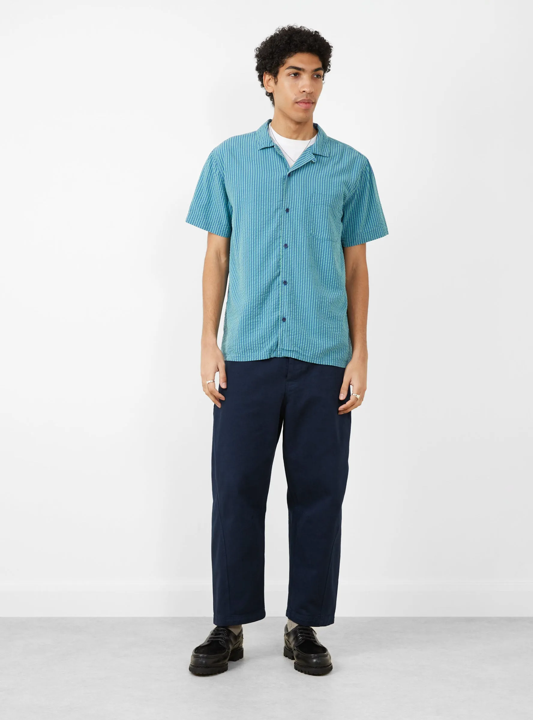 Malick Shirt Lyocell Blue/Green