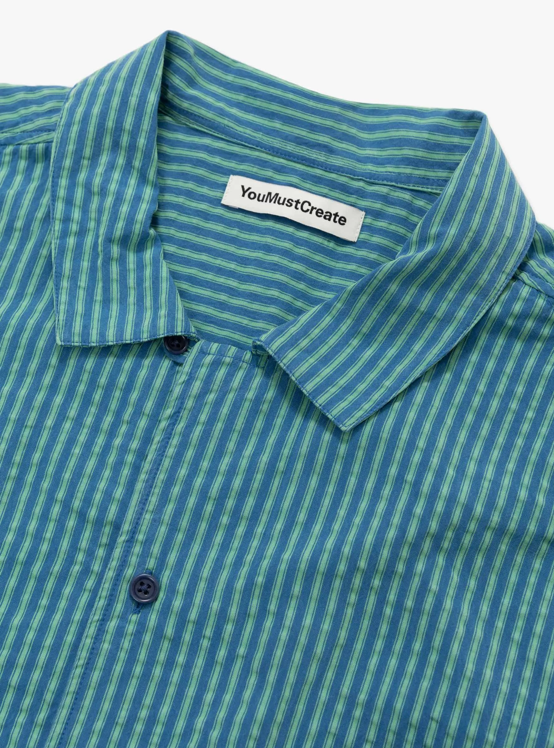 Malick Shirt Lyocell Blue/Green
