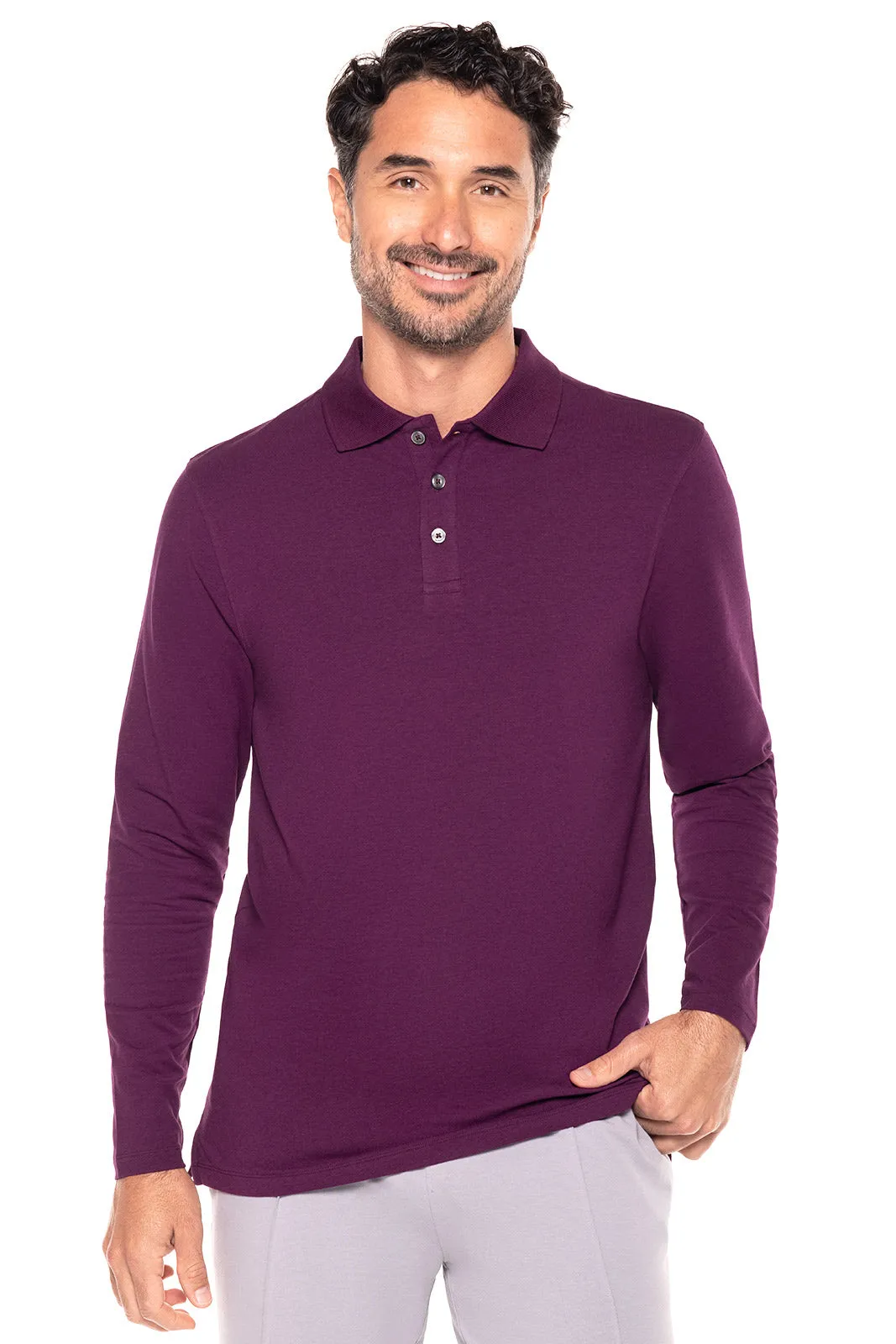 Men's Coppitt Long Sleeve Weekend Polo | Rich Plum