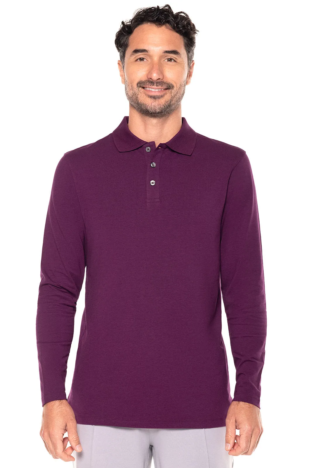 Men's Coppitt Long Sleeve Weekend Polo | Rich Plum