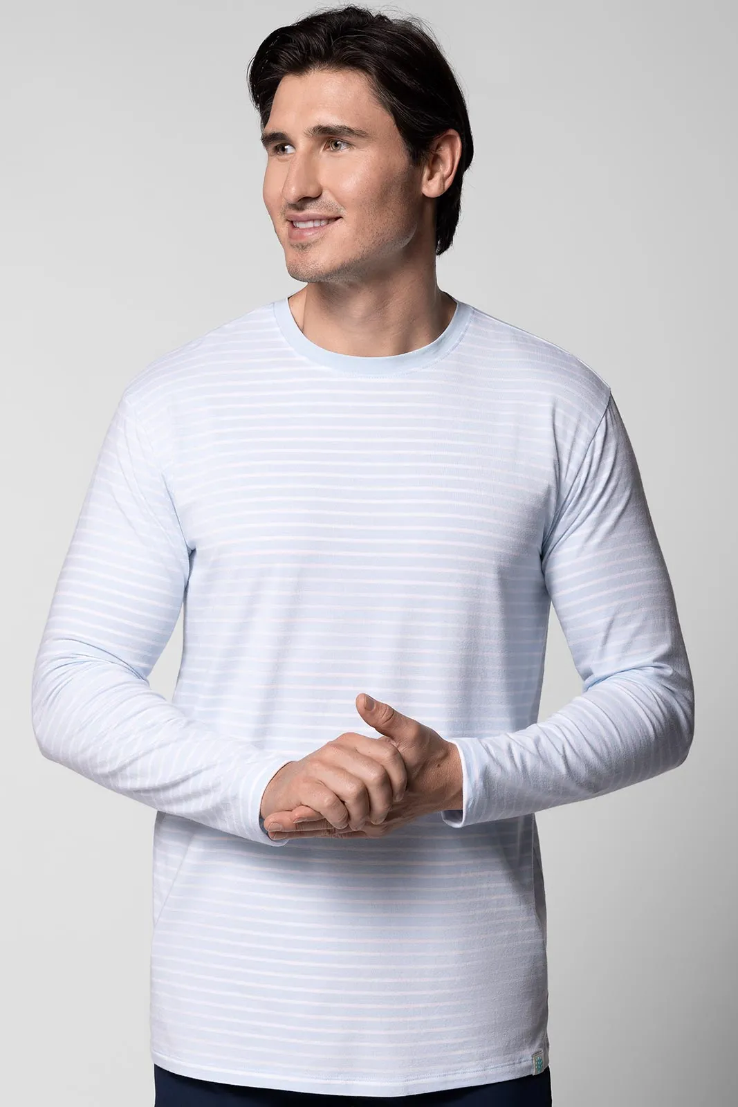 Men's Morada Everyday Long Sleeve T-Shirt | Skyride/White Stripe