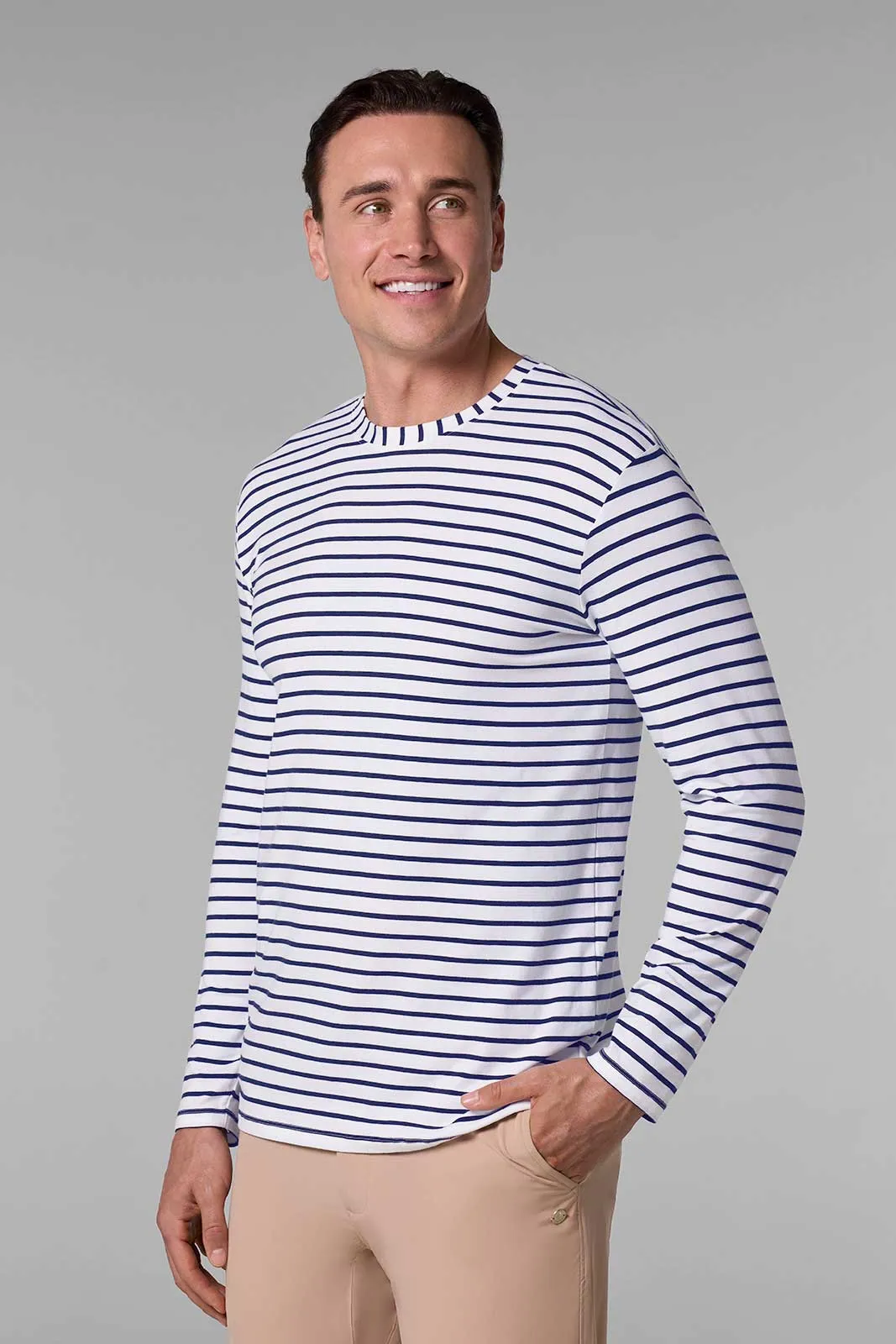 Men's Morada Everyday Long Sleeve T-Shirt | White/Navy