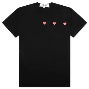 Multi Red Heart Logo Print T-Shirt - Black