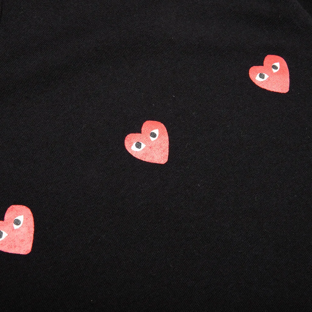 Multi Red Heart Logo Print T-Shirt - Black