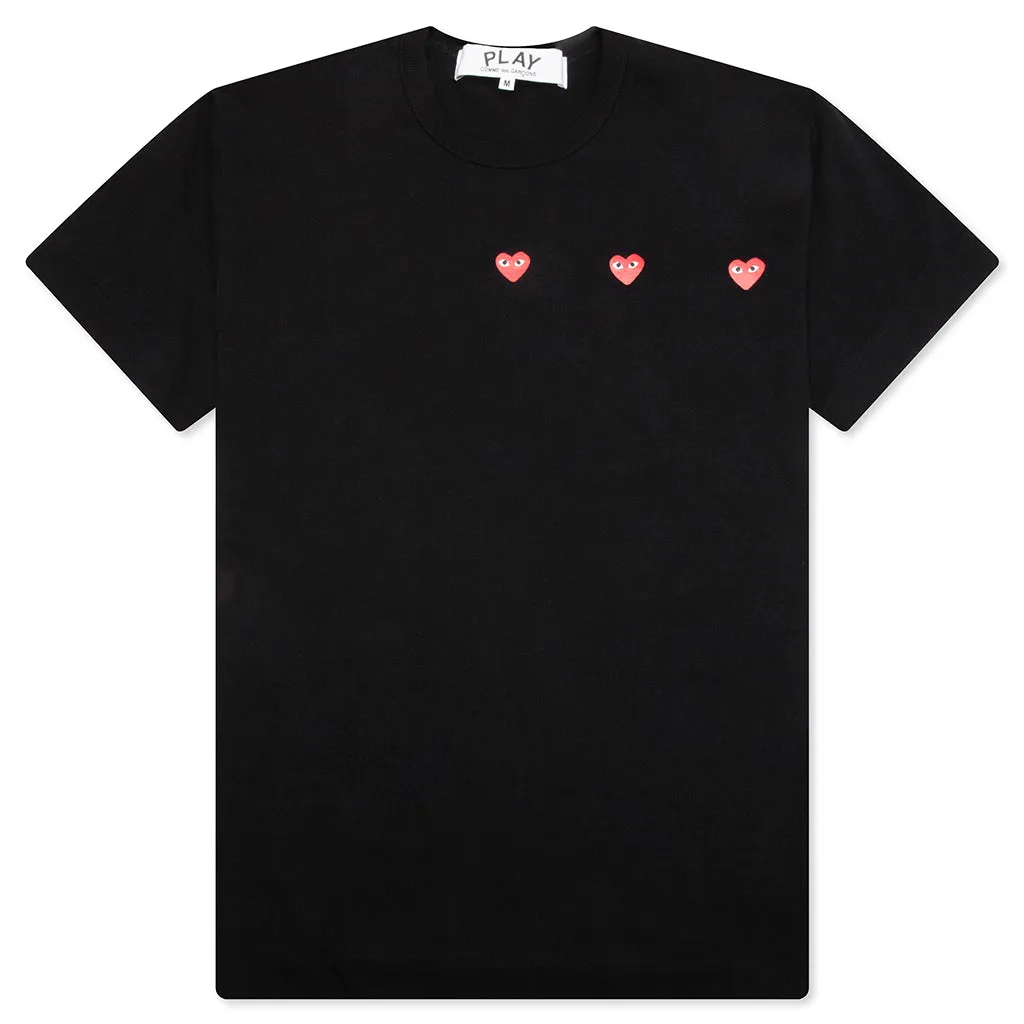 Multi Red Heart Logo Print T-Shirt - Black