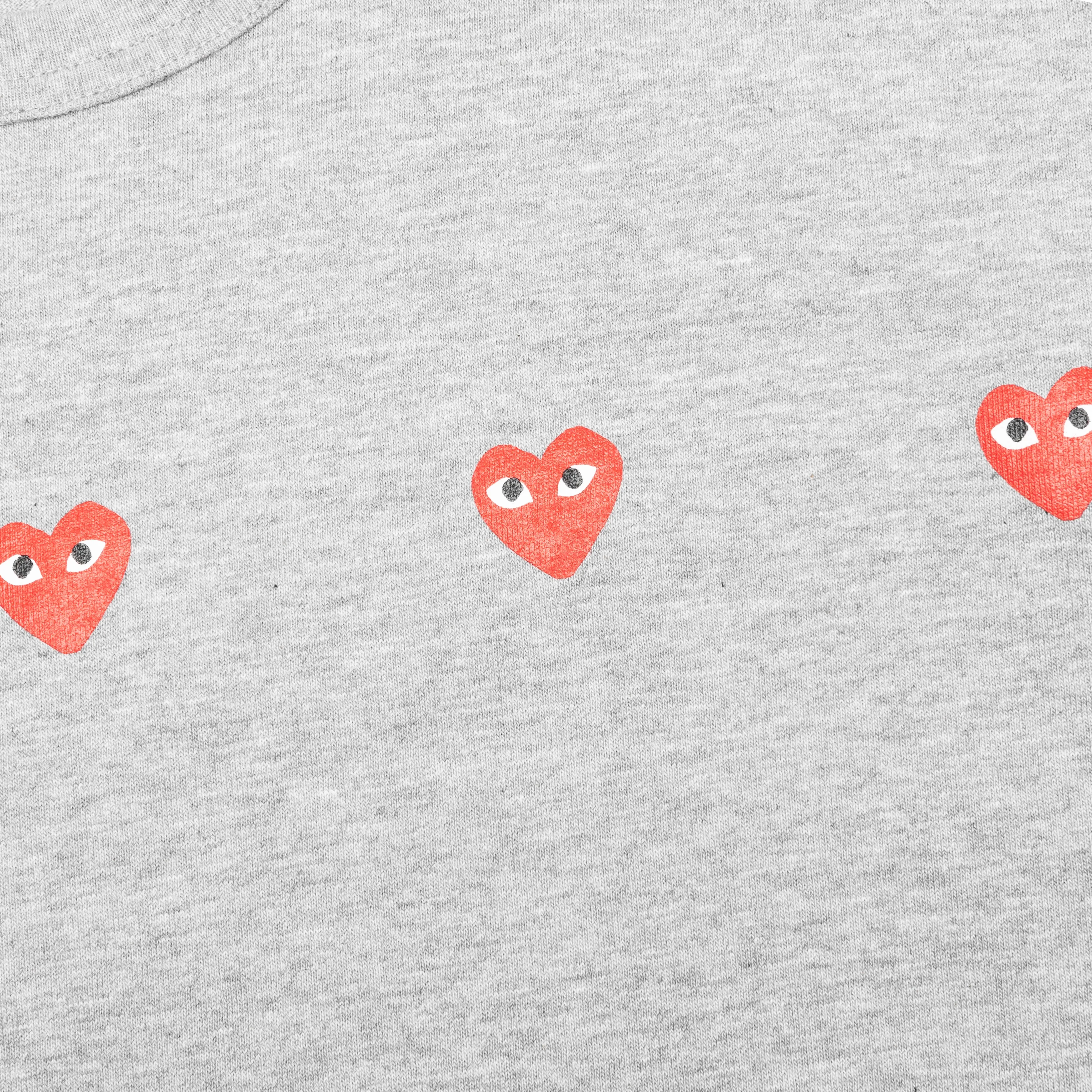 Multi Red Heart Logo Print T-Shirt - Grey