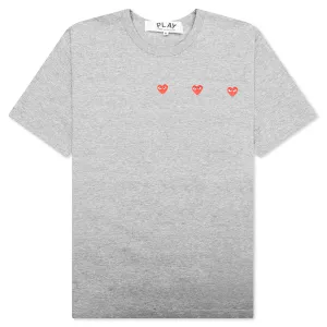 Multi Red Heart Logo Print T-Shirt - Grey