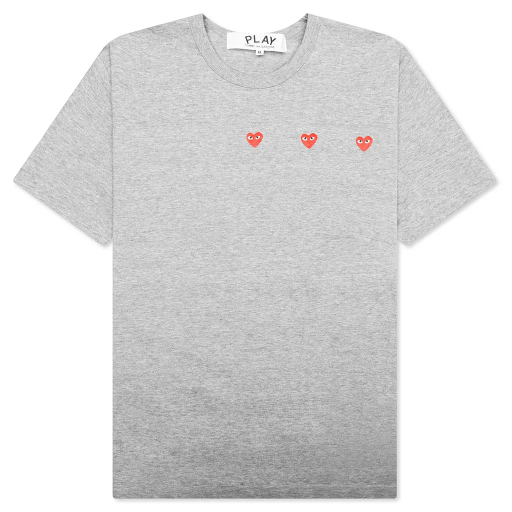 Multi Red Heart Logo Print T-Shirt - Grey