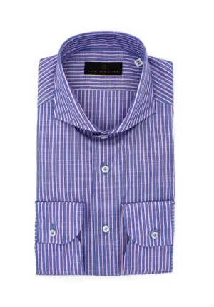 Navy & Rose Striped Sport Shirt