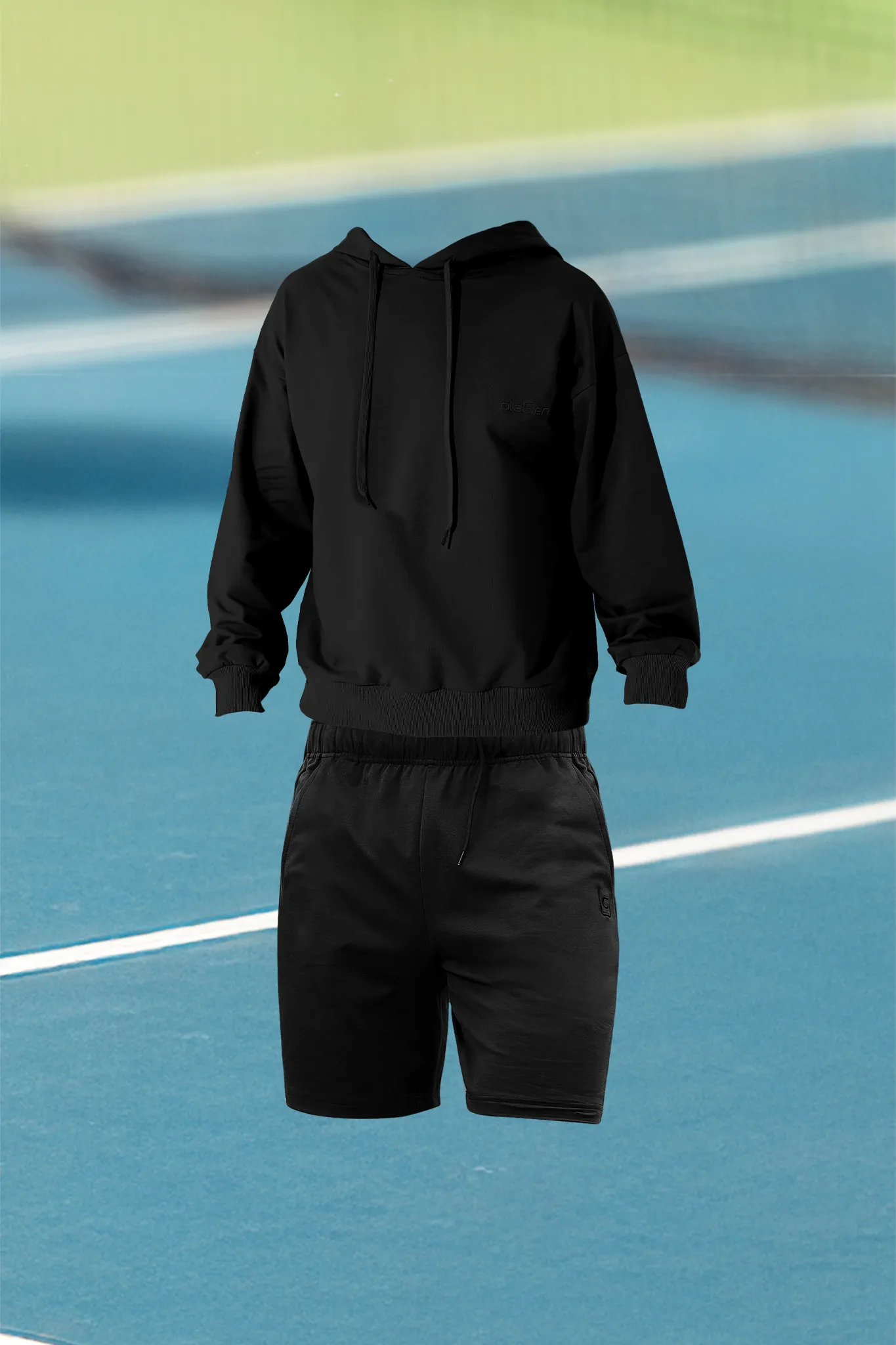 Olaben Athletic Unisex Hoodie & Hanes Sweat Shorts - Black