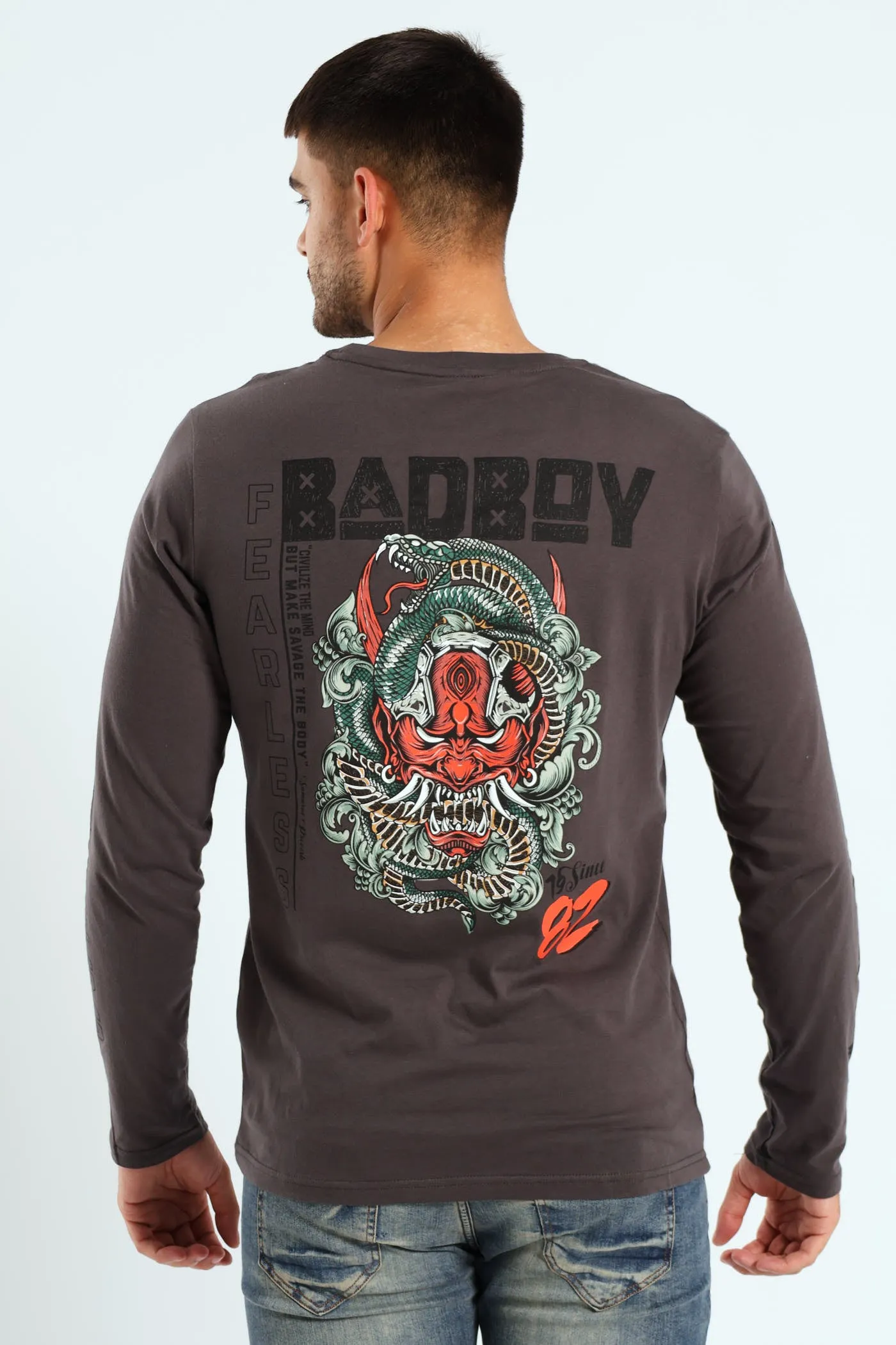 Oni Long Sleeve Tee - Charcoal