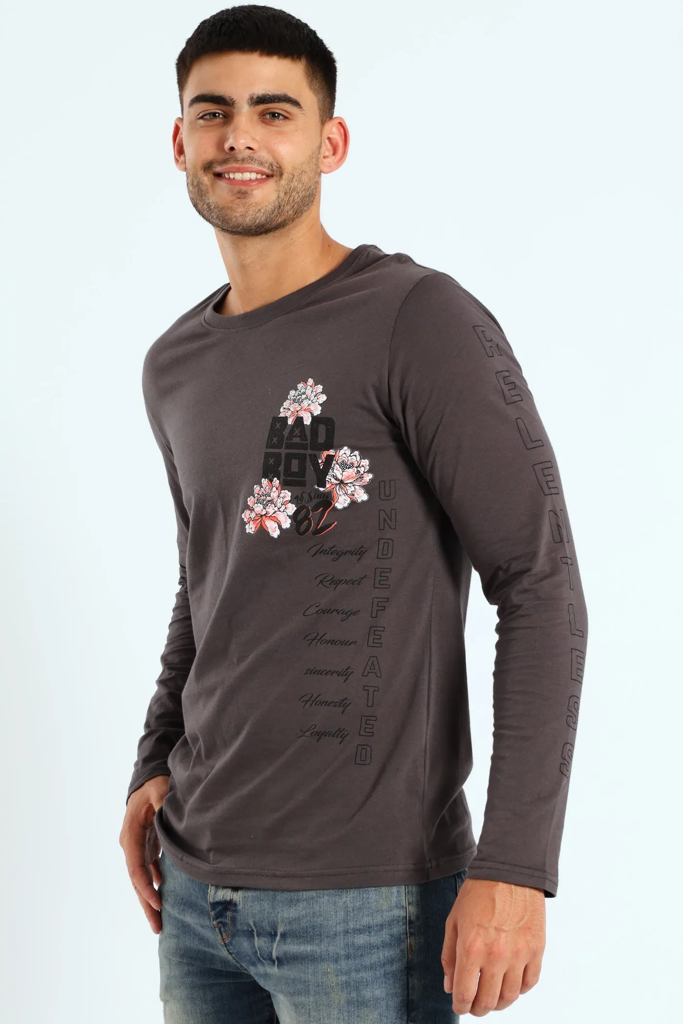 Oni Long Sleeve Tee - Charcoal