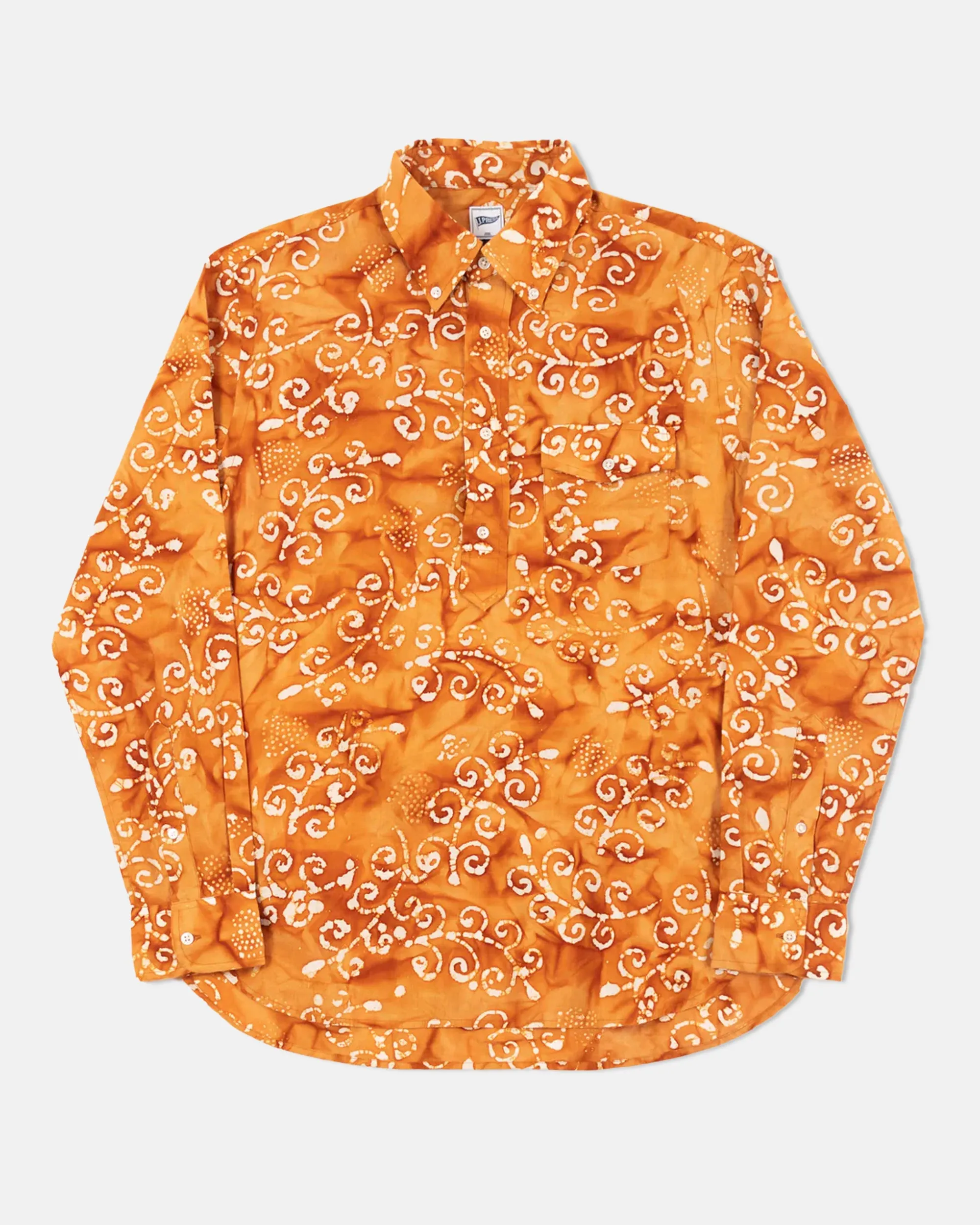 ORANGE/BROWN BATIK PRINT SHIRT