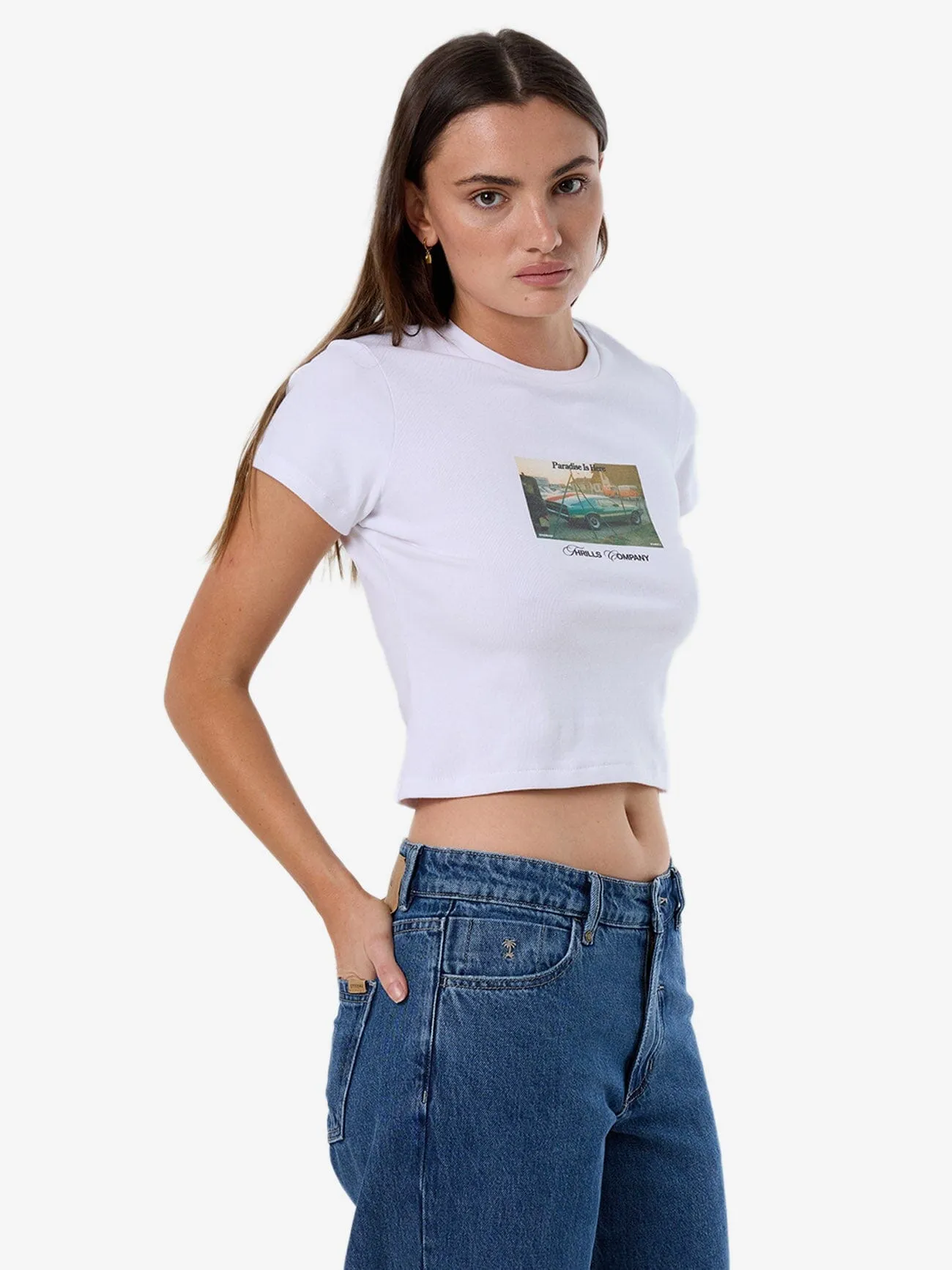 Paradise Is Here Mini Tee - White
