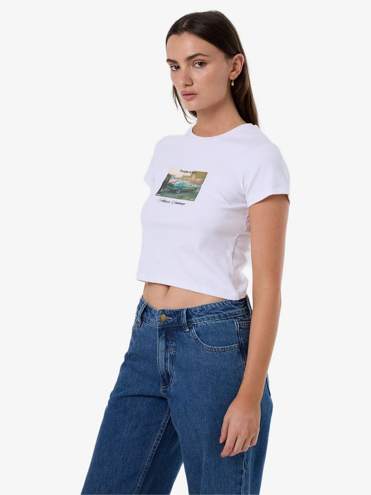 Paradise Is Here Mini Tee - White