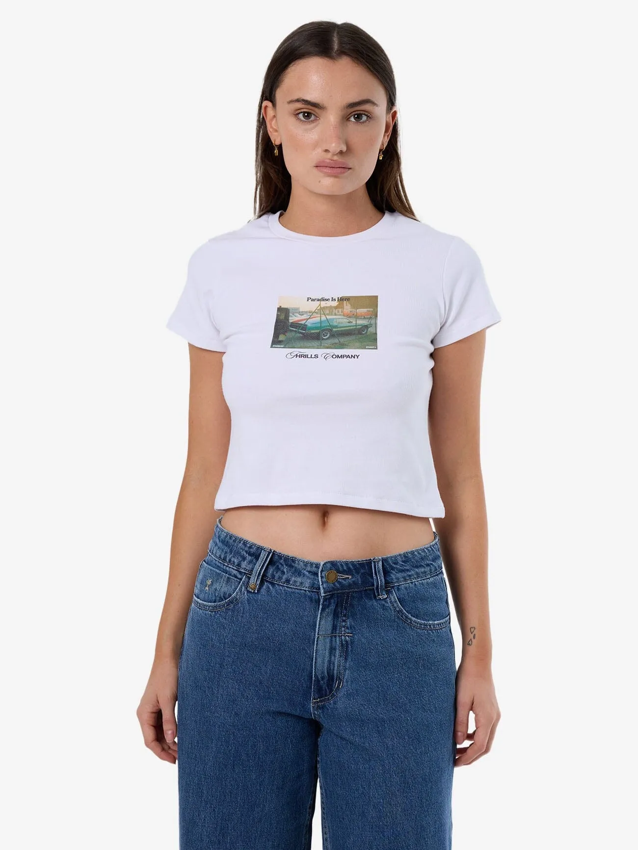 Paradise Is Here Mini Tee - White