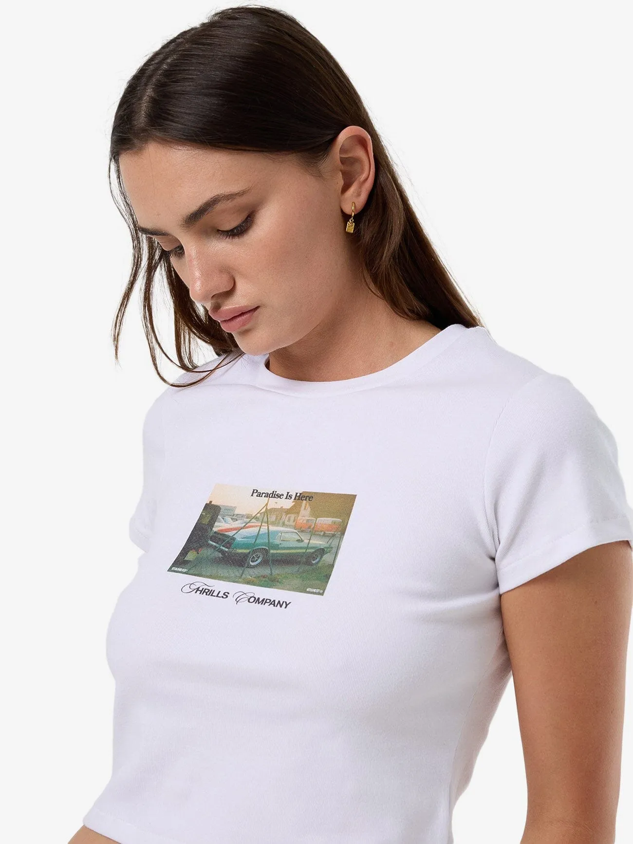 Paradise Is Here Mini Tee - White