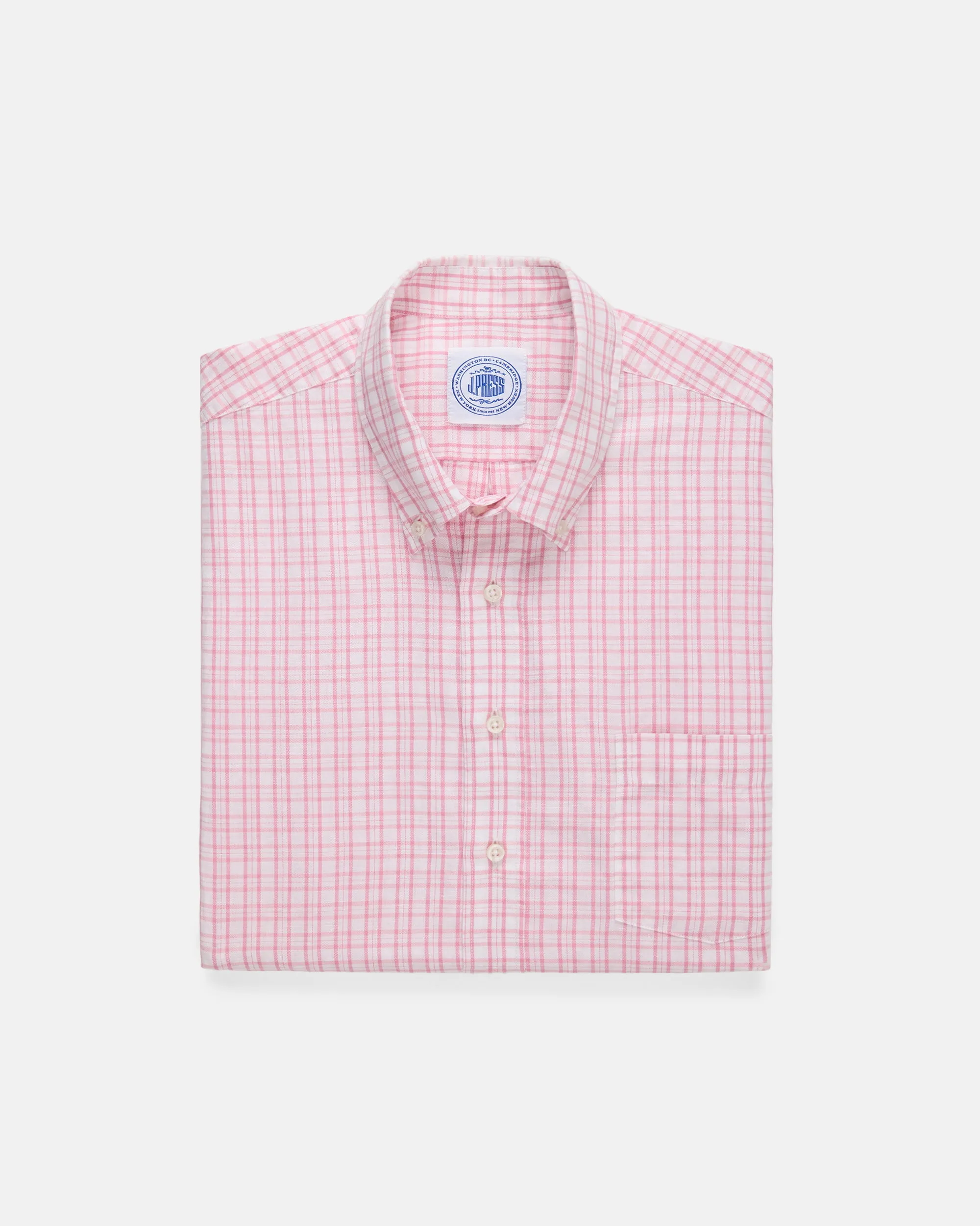 PINK CHECK COTTON/LINEN SHIRT