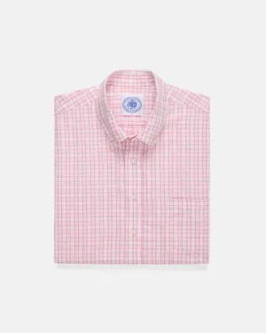 PINK CHECK COTTON/LINEN SHIRT