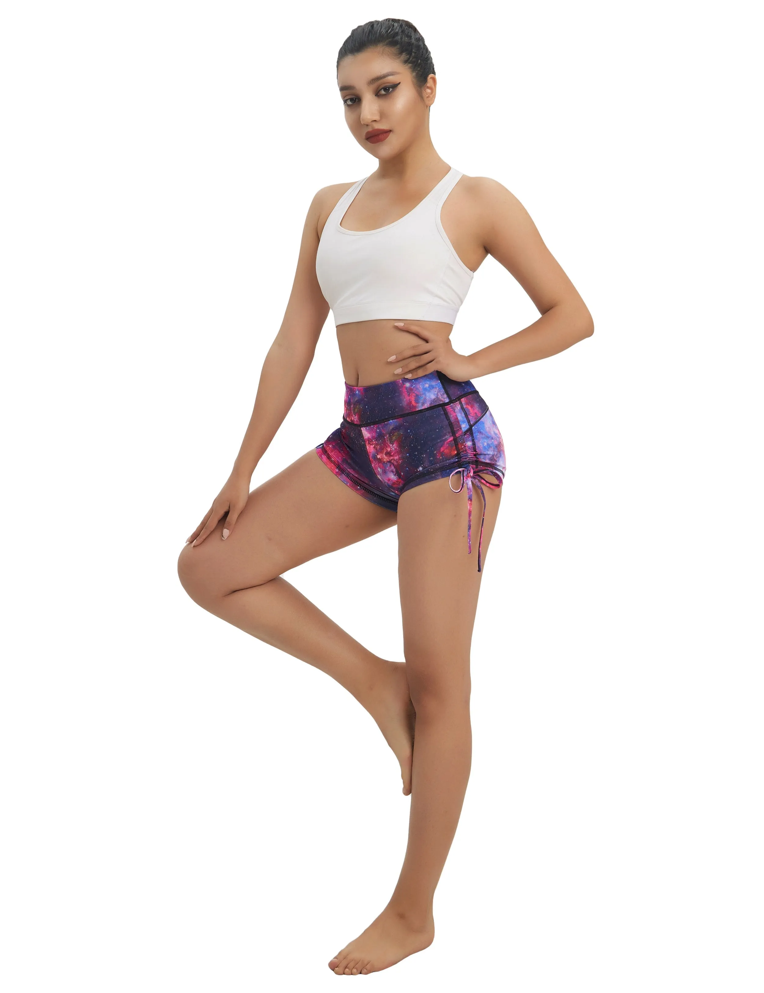 Printed Side Drawstring Hot Shorts galaxy_Running
