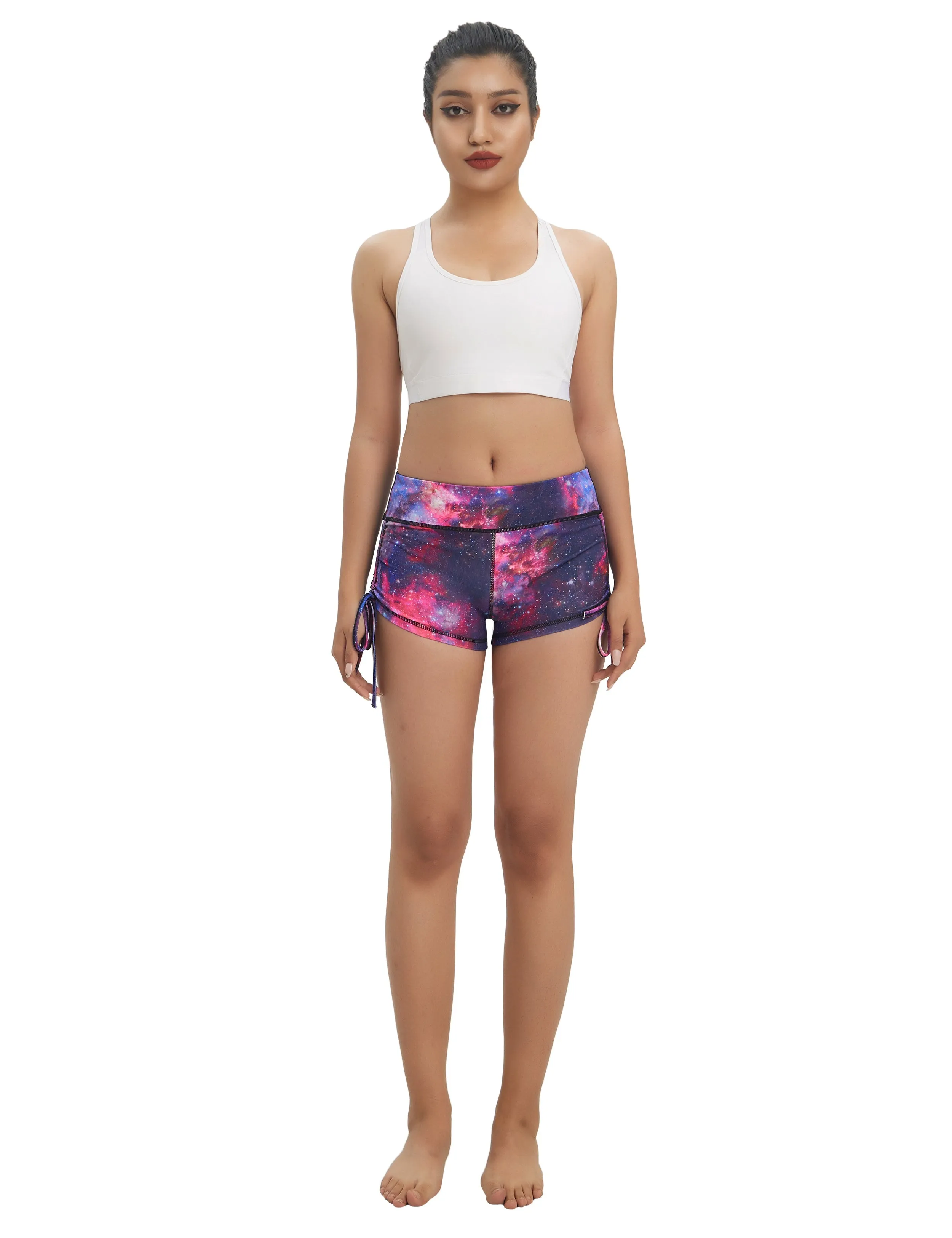 Printed Side Drawstring Hot Shorts galaxy_Running