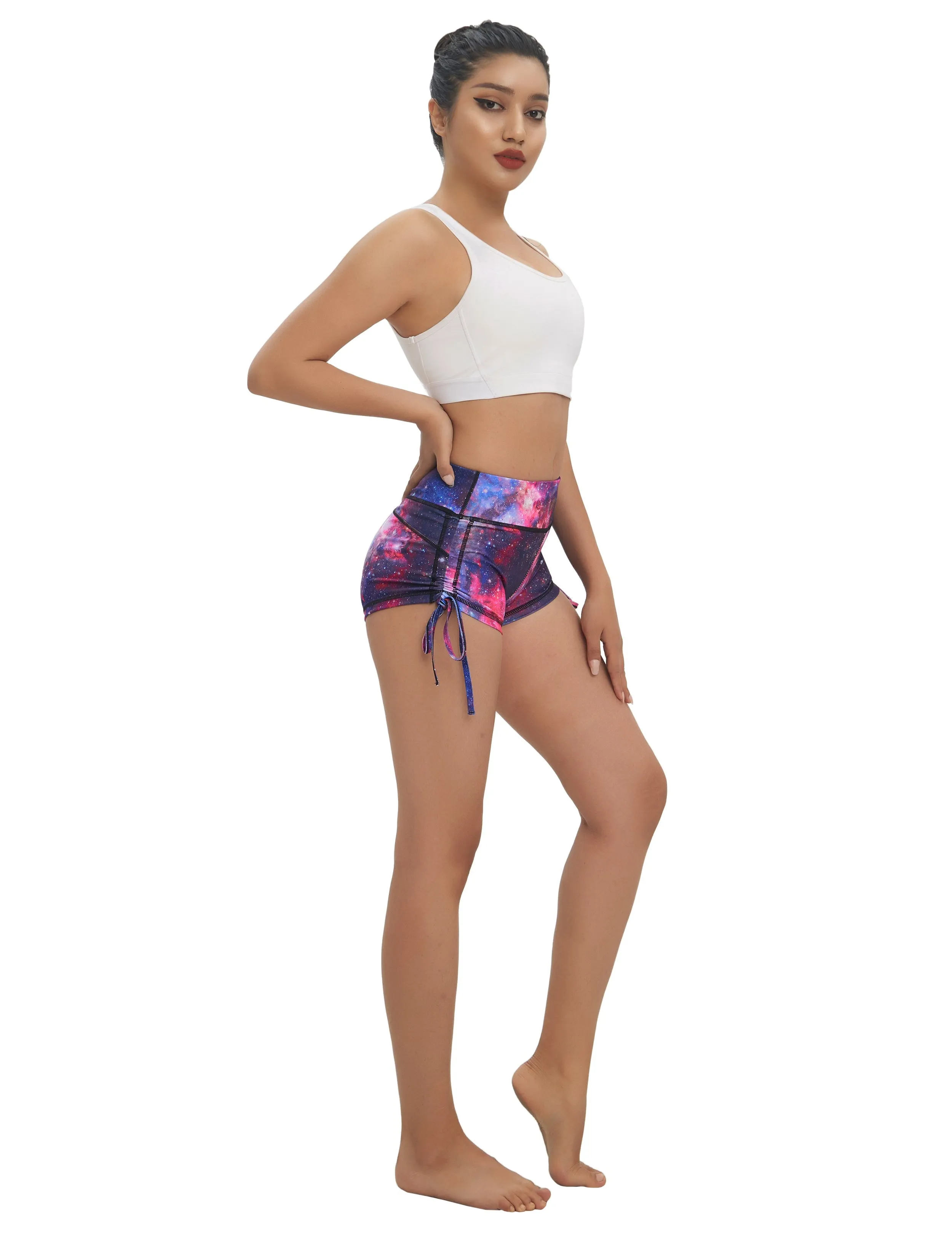 Printed Side Drawstring Hot Shorts galaxy_Running